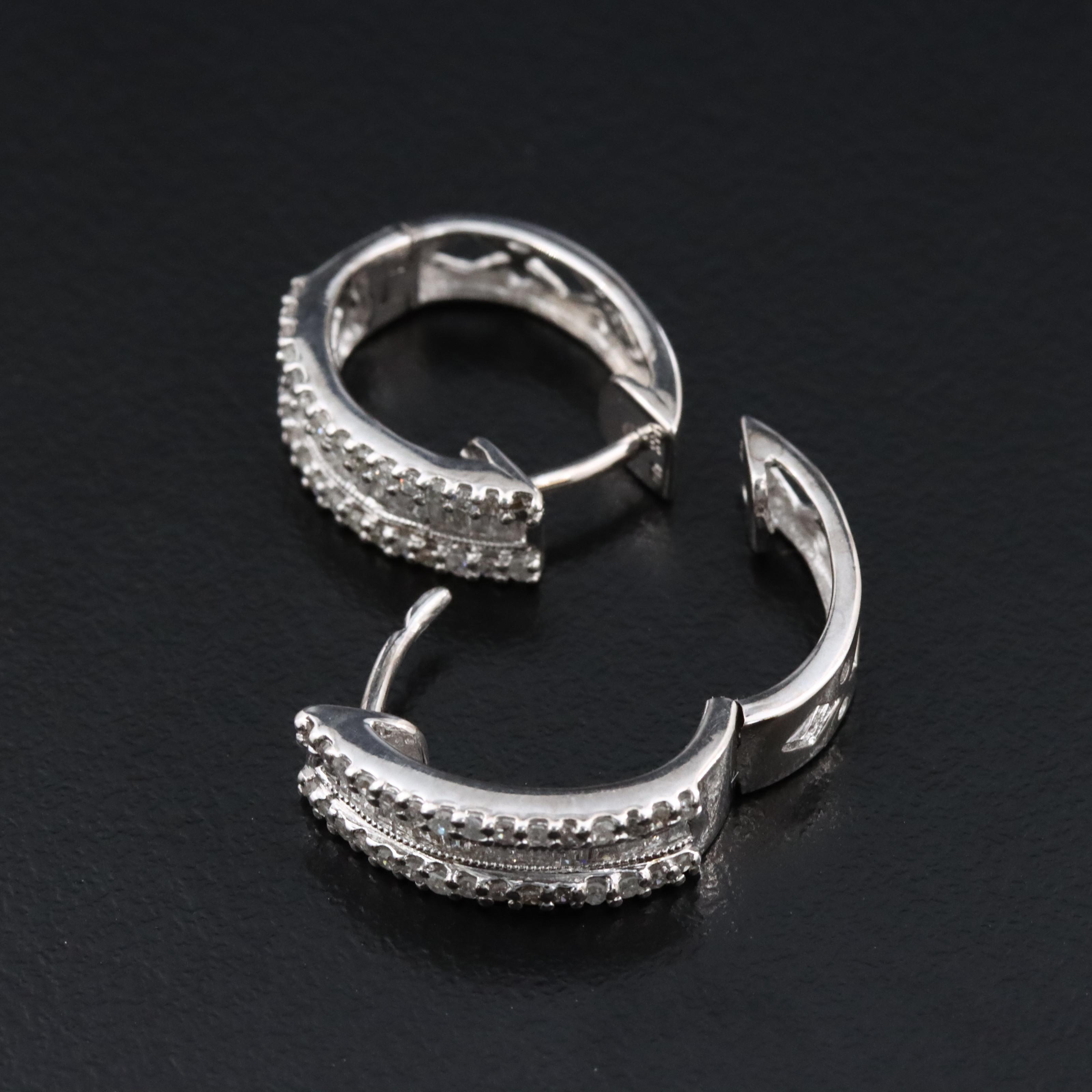 14K 0.48 CTW Diamond Huggie Hoop Earrings