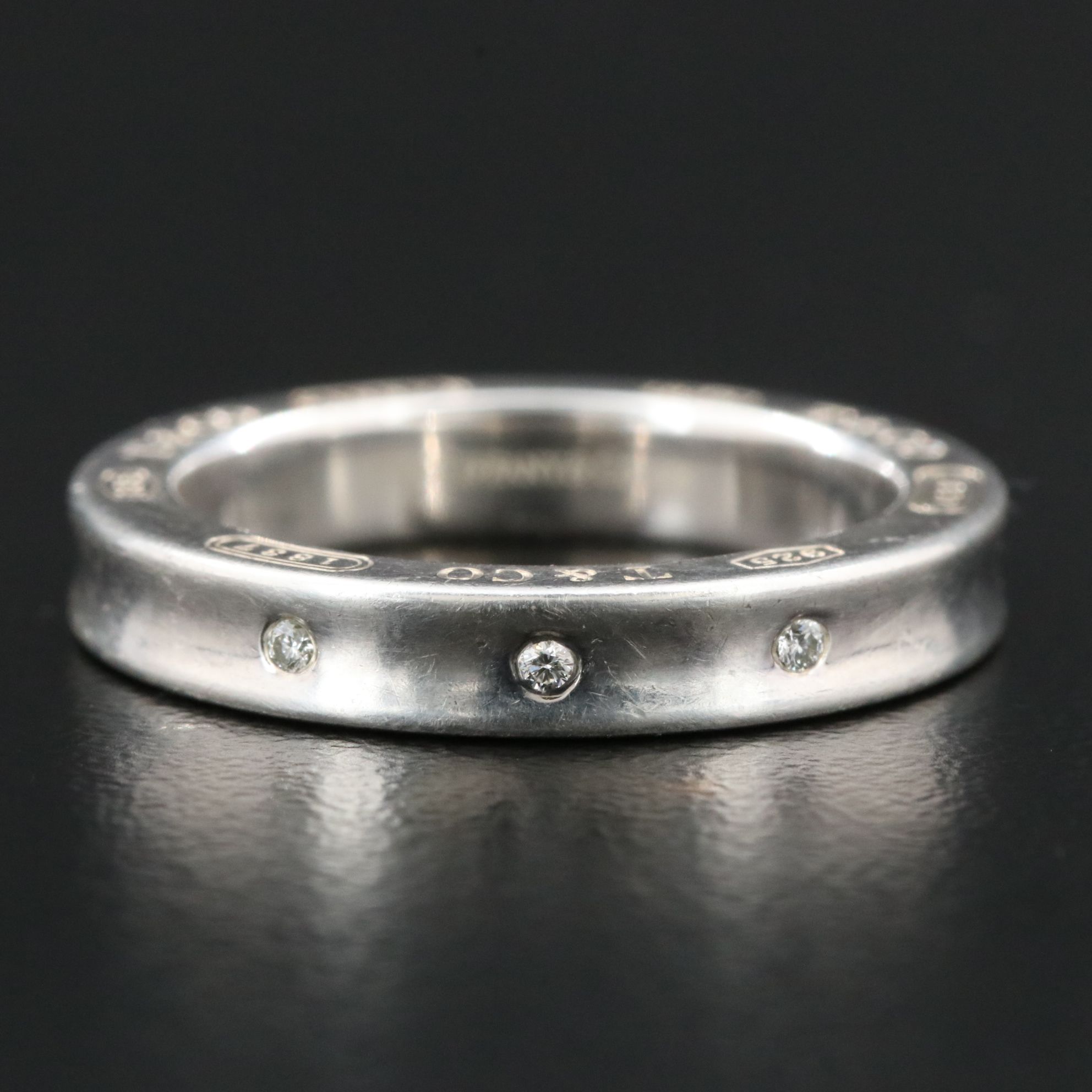 Tiffany & Co. 1837 Sterling and Three Diamond Ring