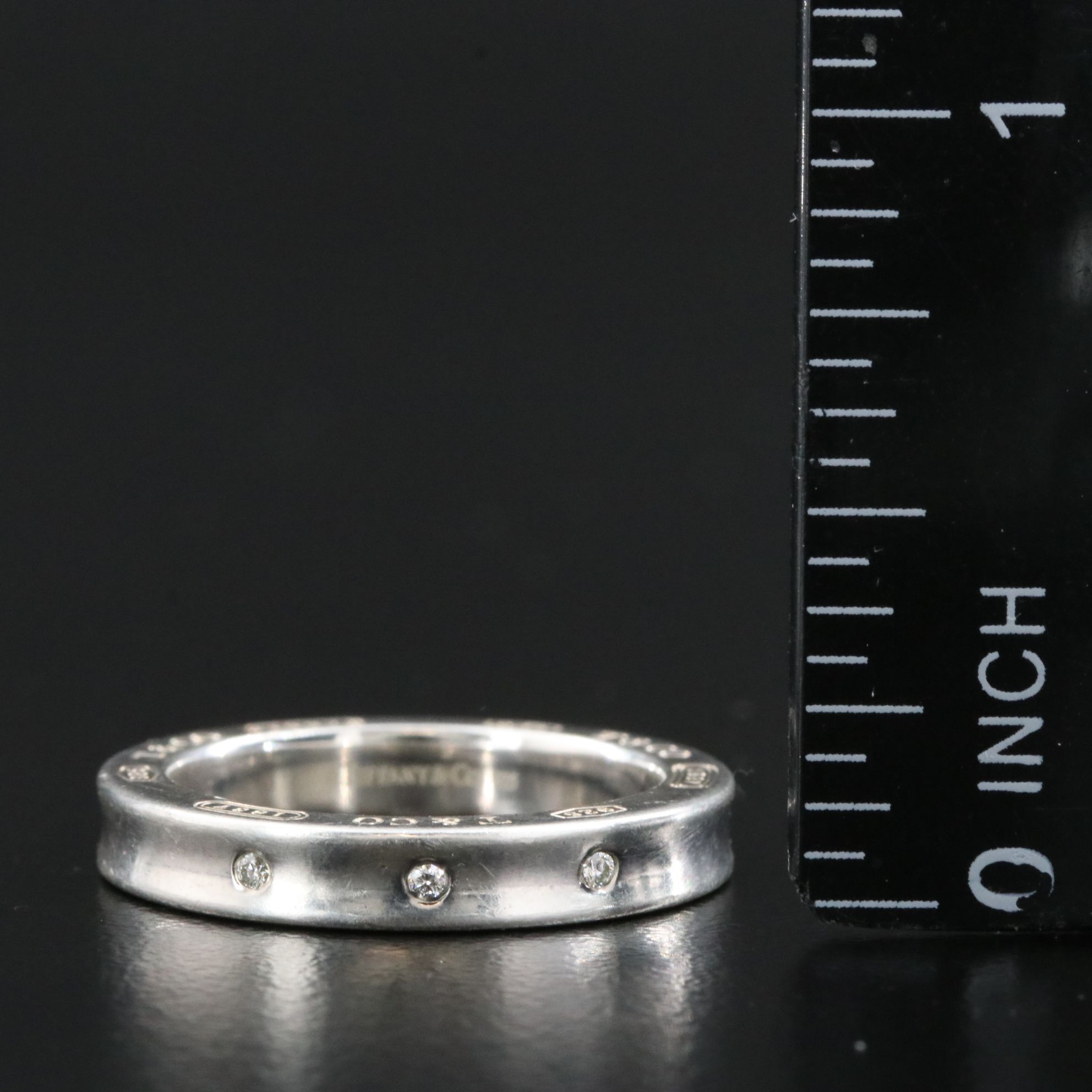 Tiffany & Co. 1837 Sterling and Three Diamond Ring