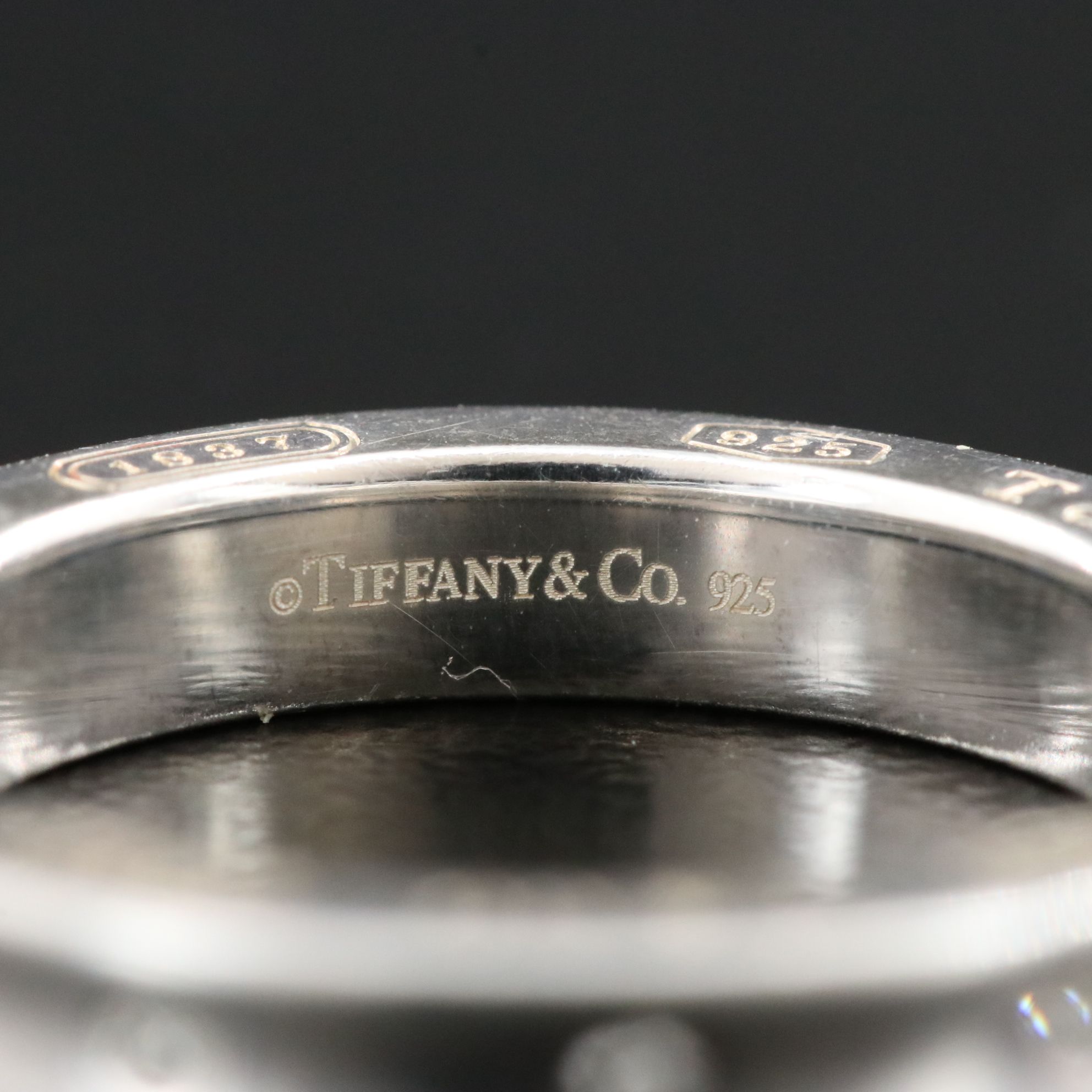 Tiffany & Co. 1837 Sterling and Three Diamond Ring