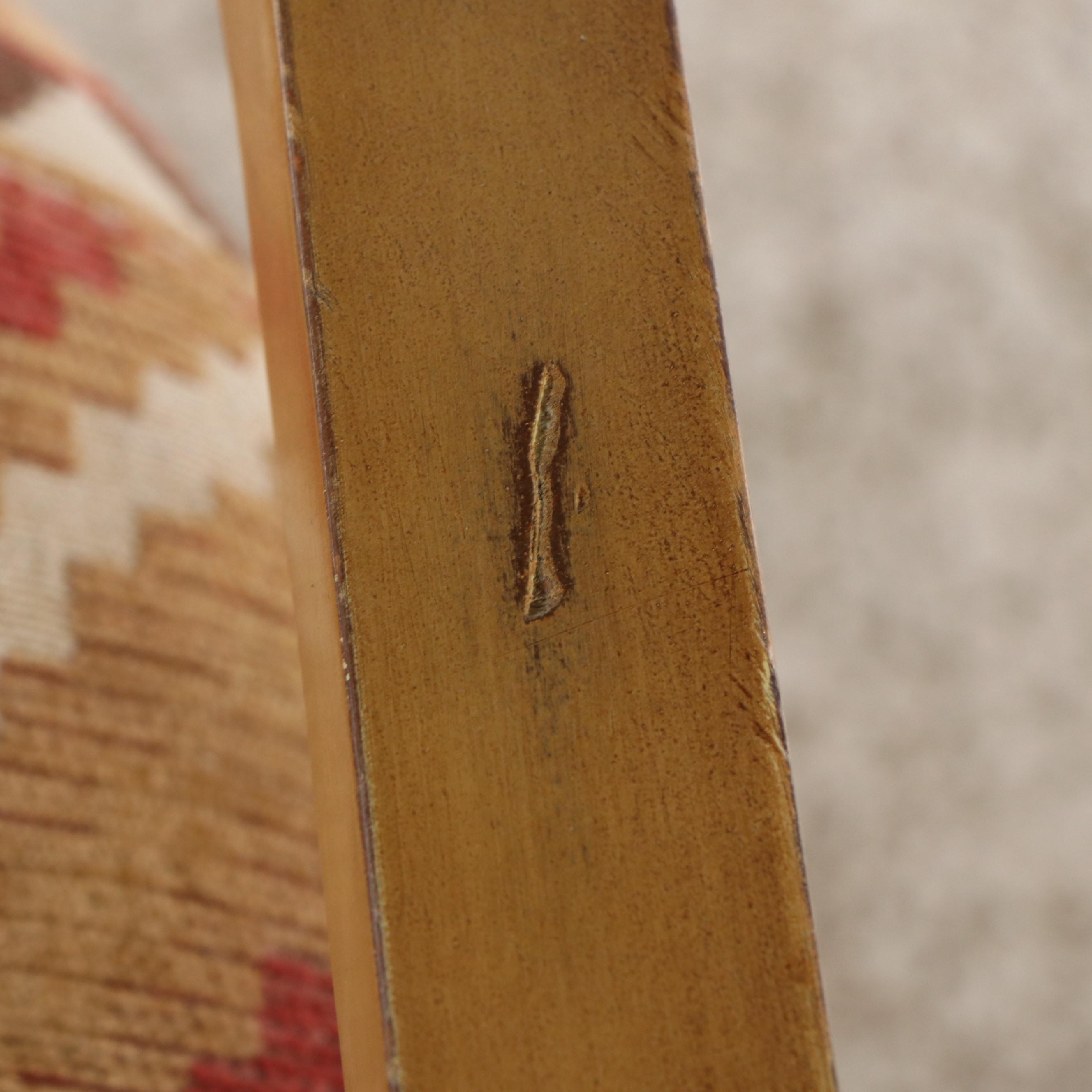 Glass Top Rope Wrapped Pedestal Dining Table with Five Biedermeier Style Chairs