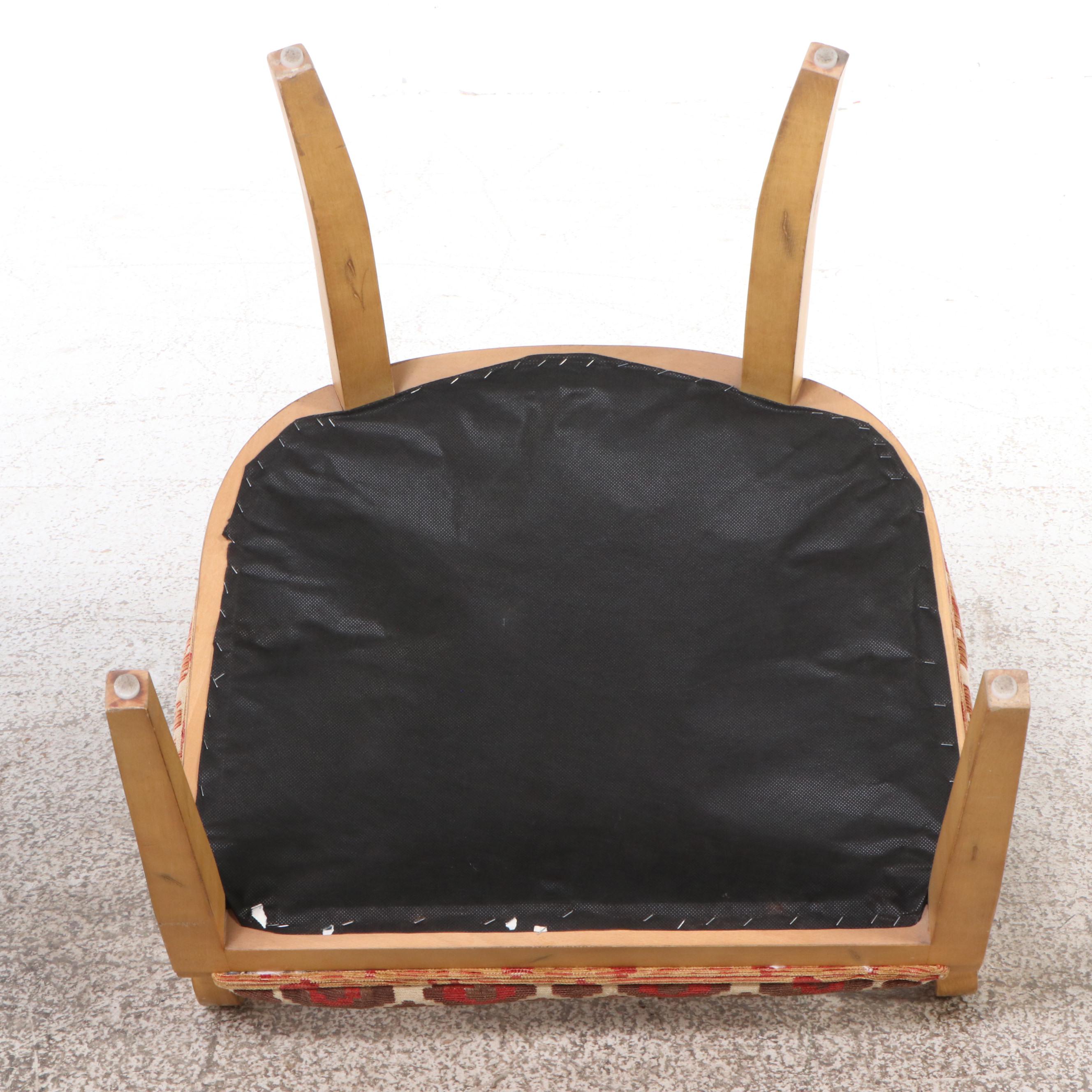 Glass Top Rope Wrapped Pedestal Dining Table with Five Biedermeier Style Chairs