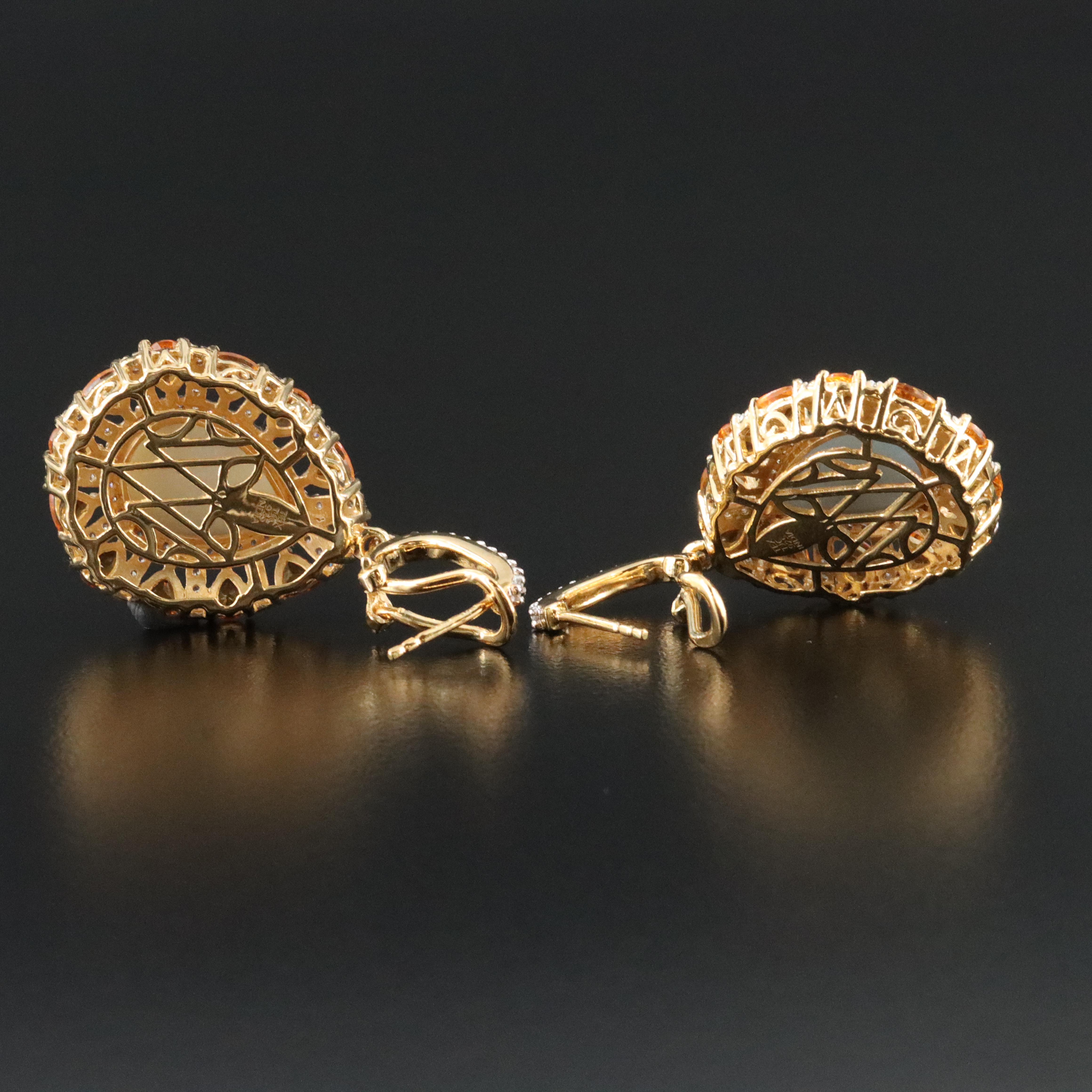 Sterling  Druzy, Citrine and White Topaz Drop Earrings