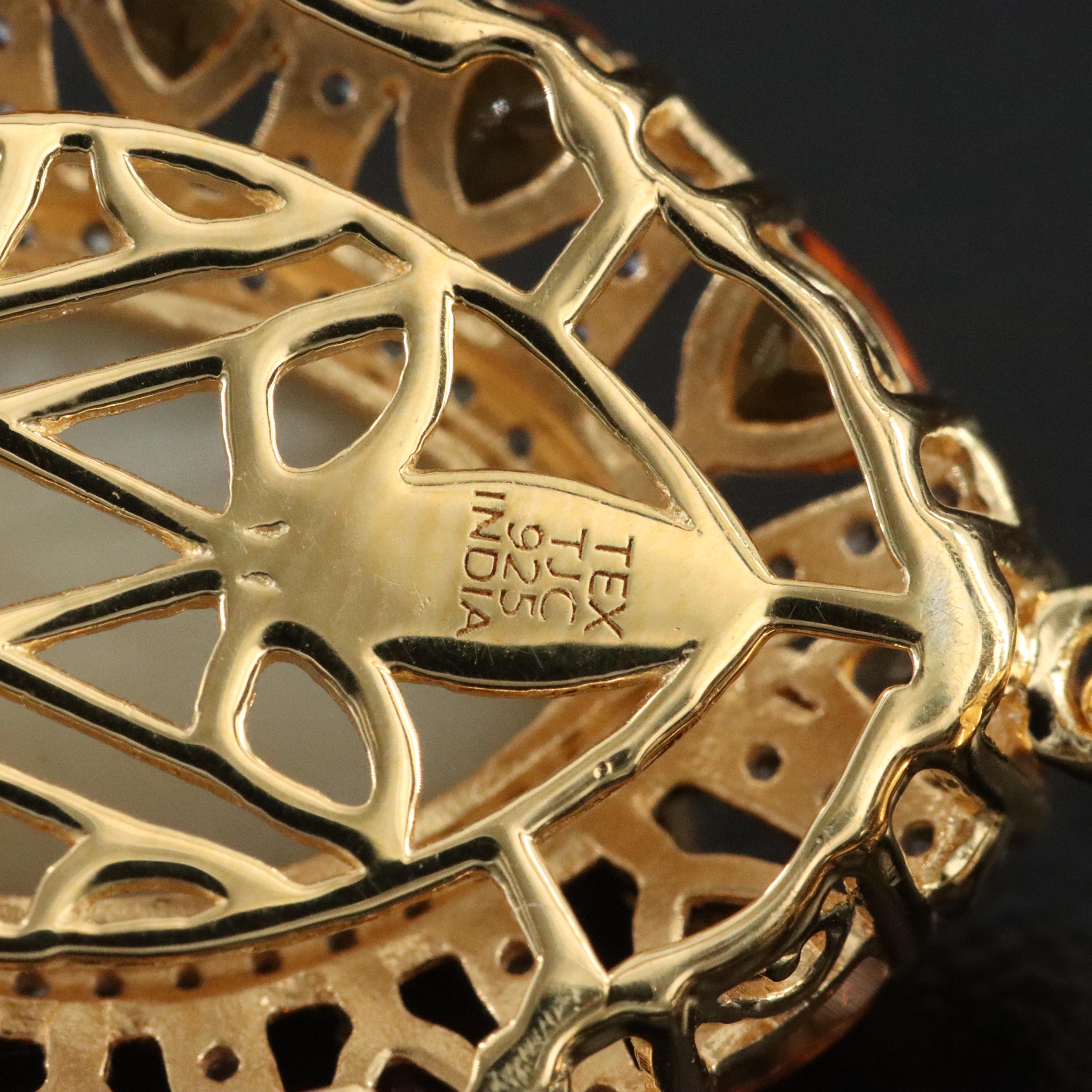 Sterling  Druzy, Citrine and White Topaz Drop Earrings