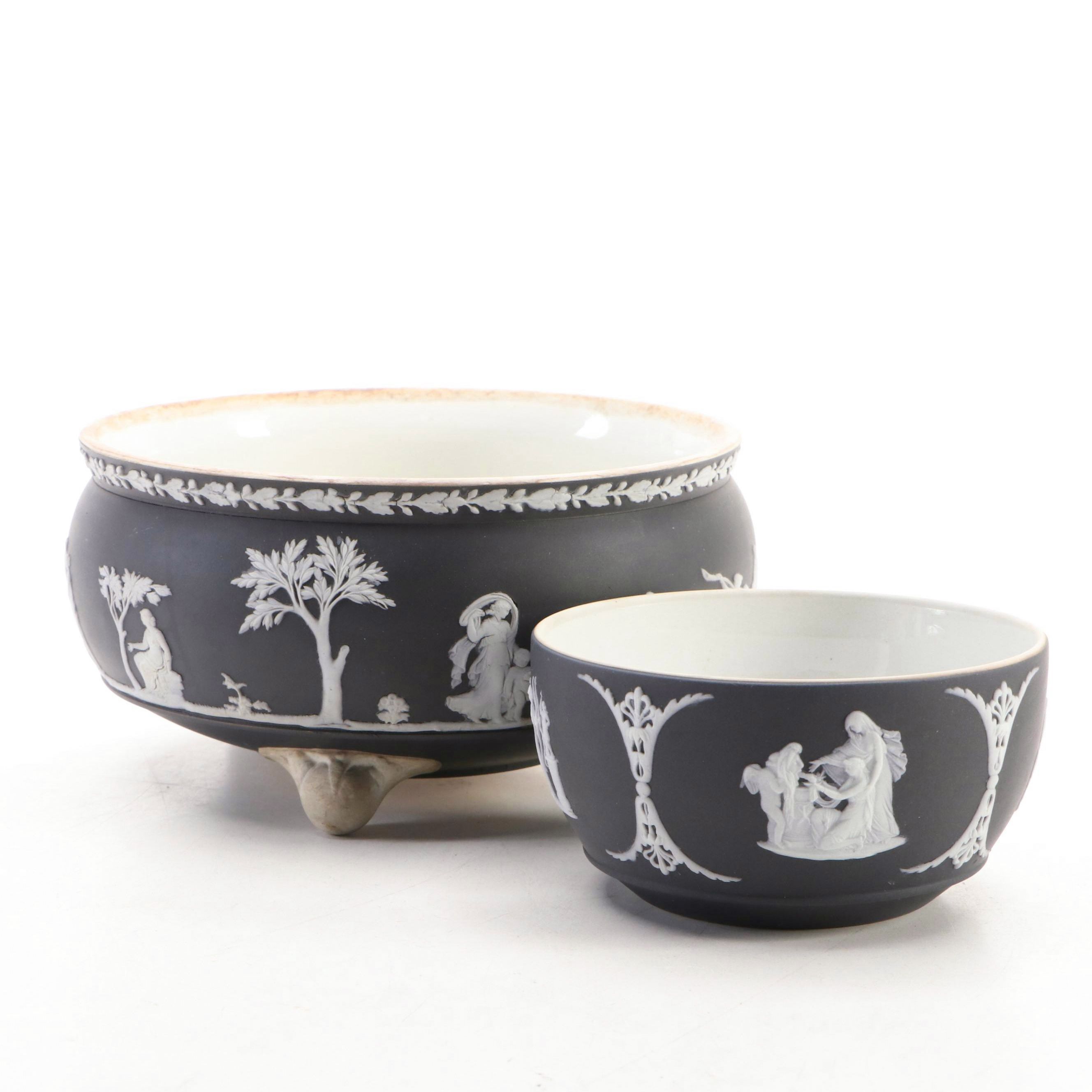 Wedgwood Victorian Neoclassical Black Jasperware Bowls