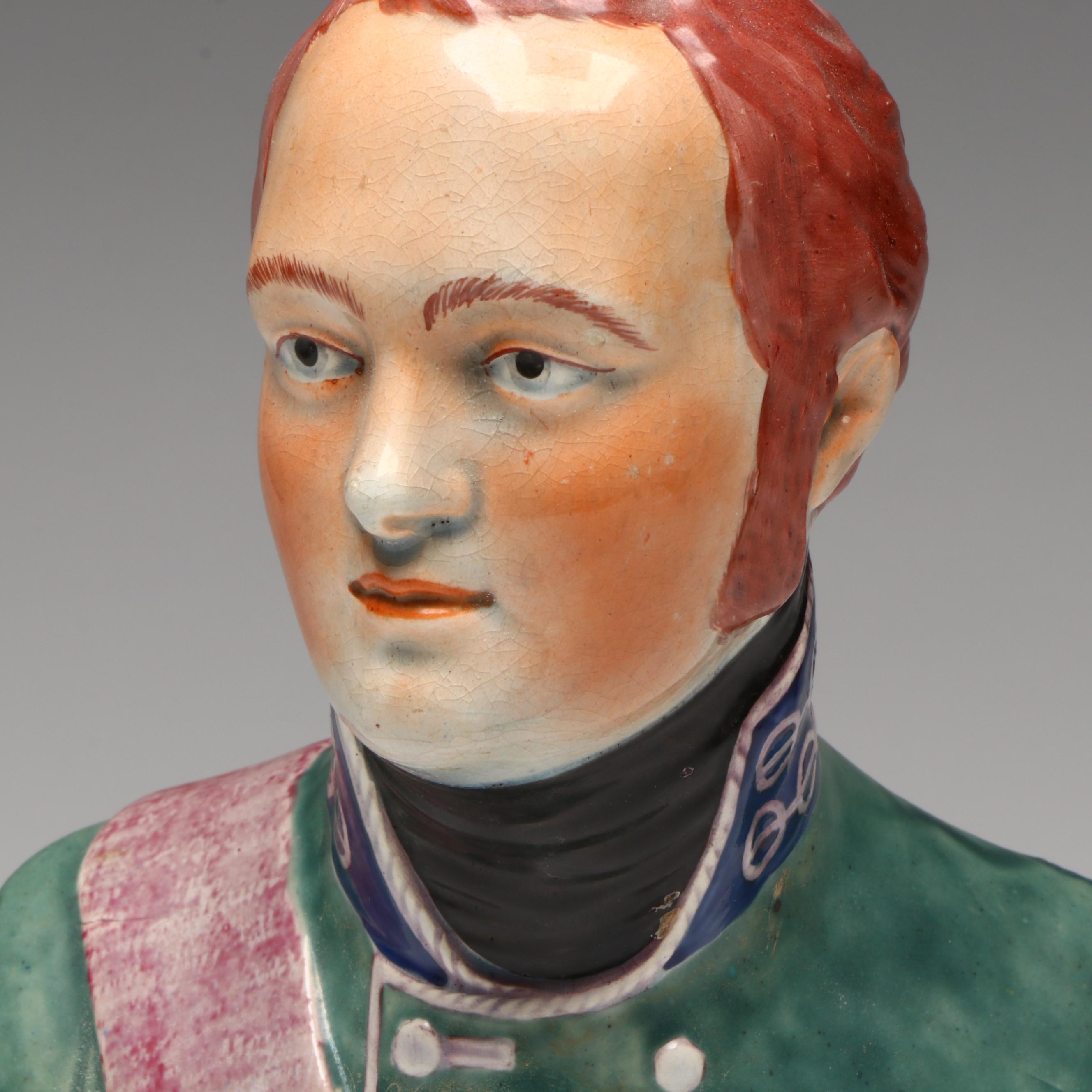 Staffordshire Style Pearlware Bust of Tsar Alexander I, 19th Century