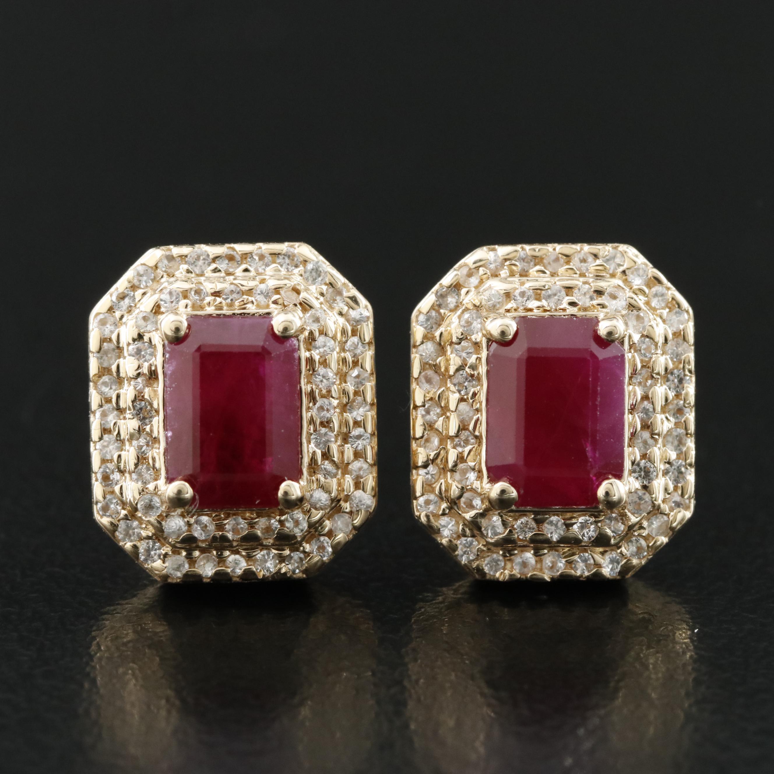 14K Ruby and White Sapphire Earrings