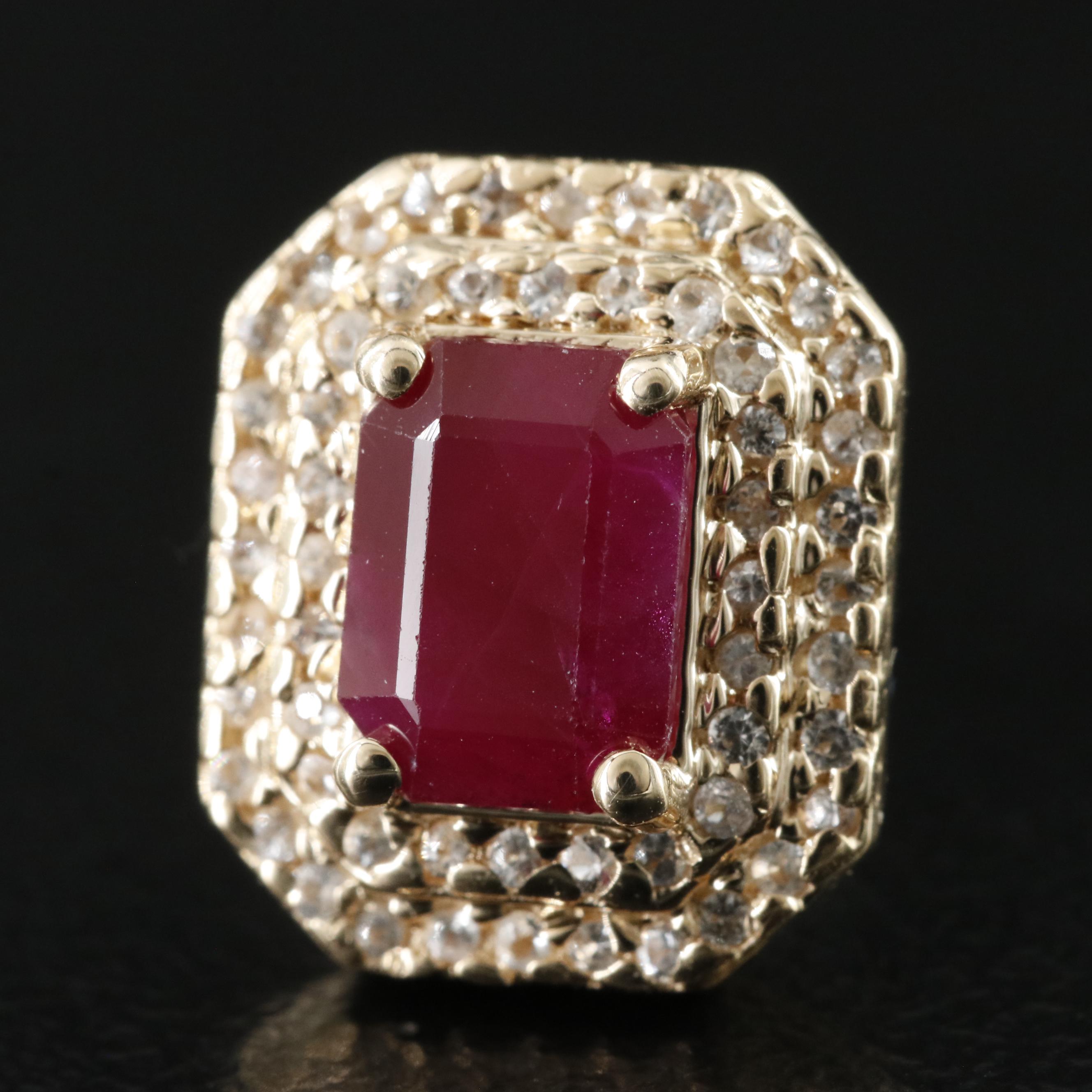 14K Ruby and White Sapphire Earrings