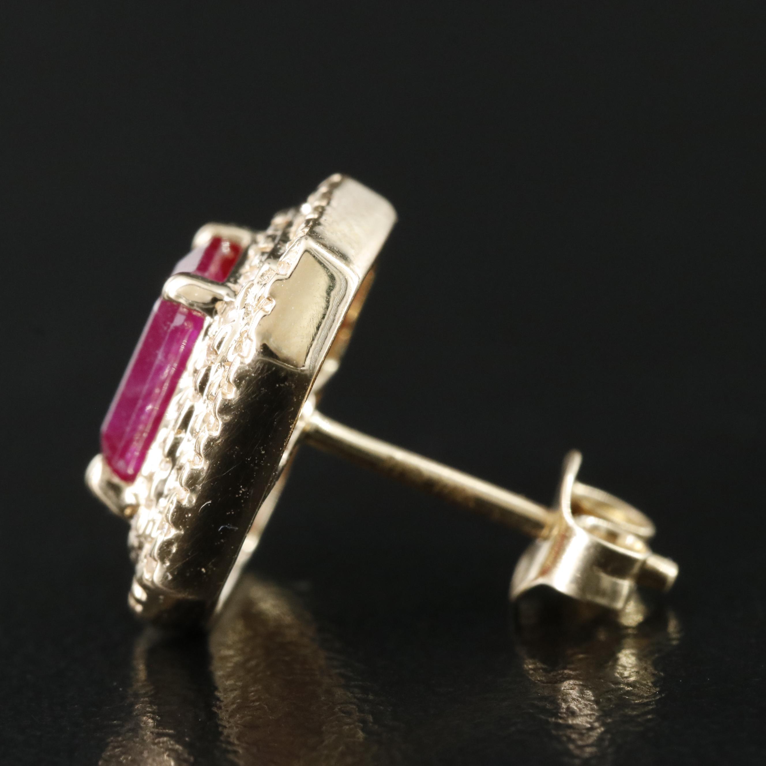 14K Ruby and White Sapphire Earrings