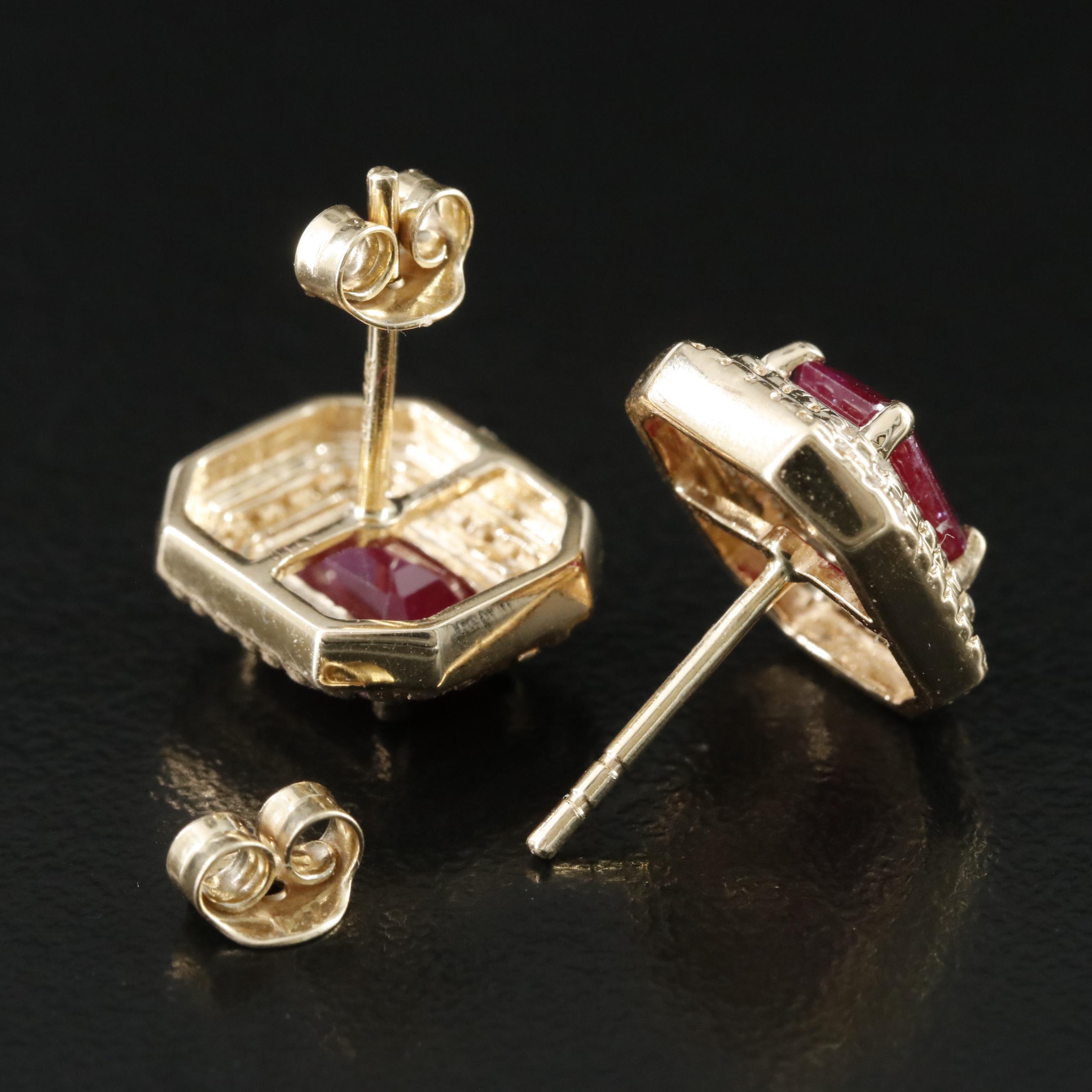 14K Ruby and White Sapphire Earrings