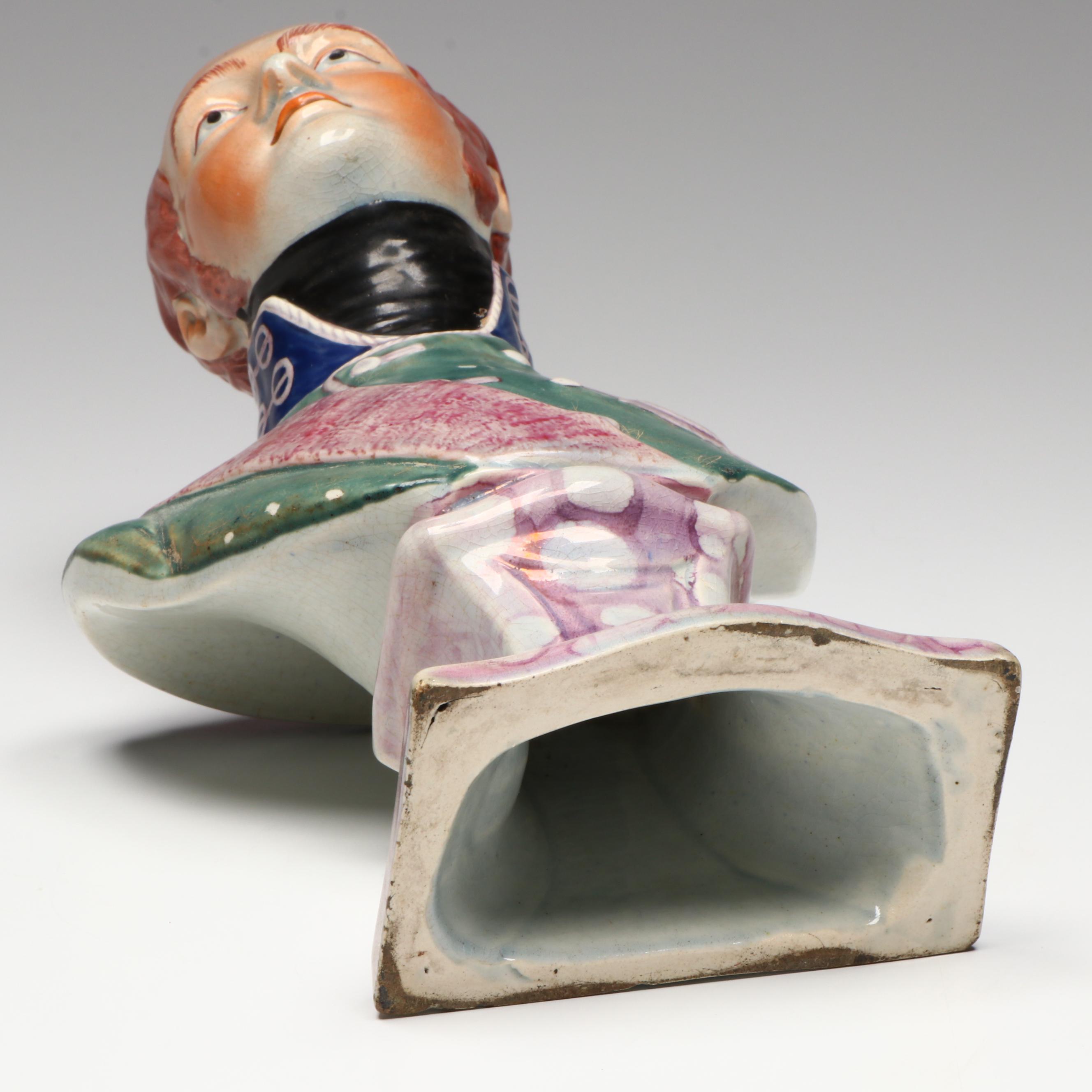 Staffordshire Style Pearlware Bust of Tsar Alexander I, 19th Century