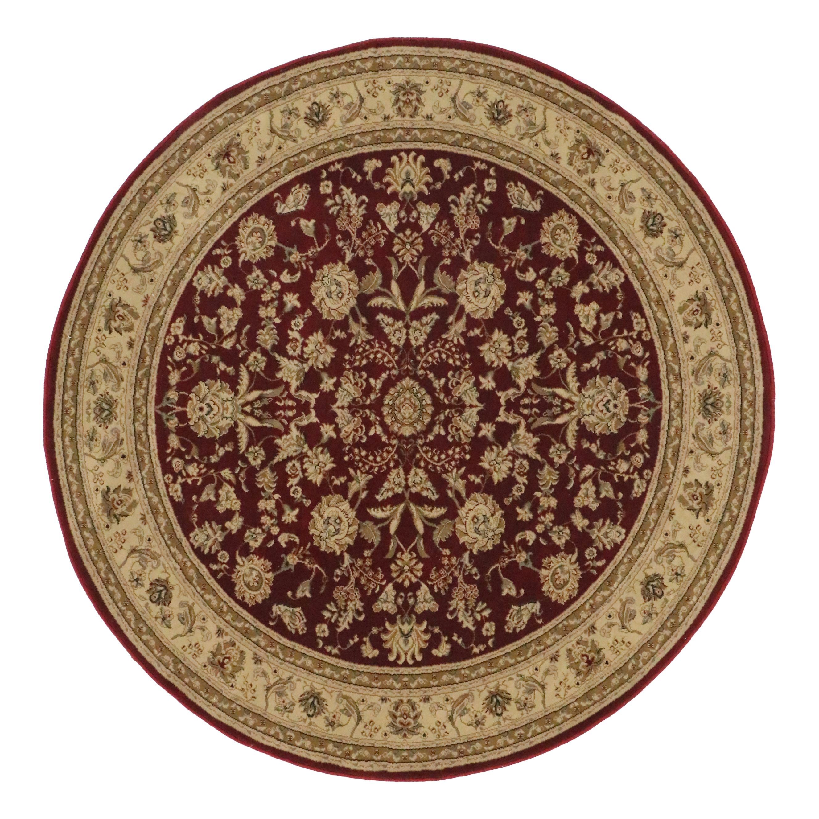 5'2 x 5'2 Machine Made Round Indian Agra Style Area Rug