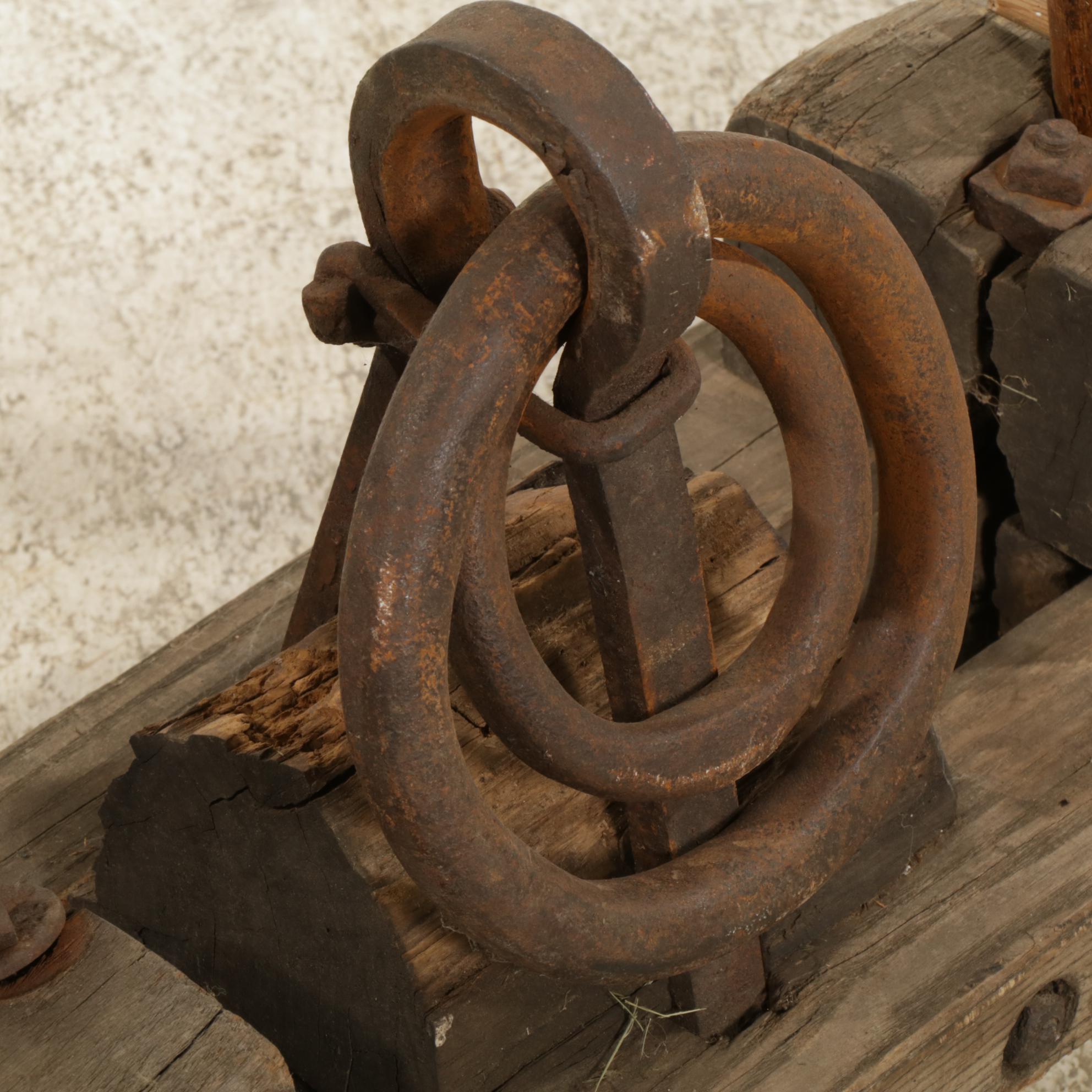 American Hand-Carved Wood Double Ox Yoke, 19th Century