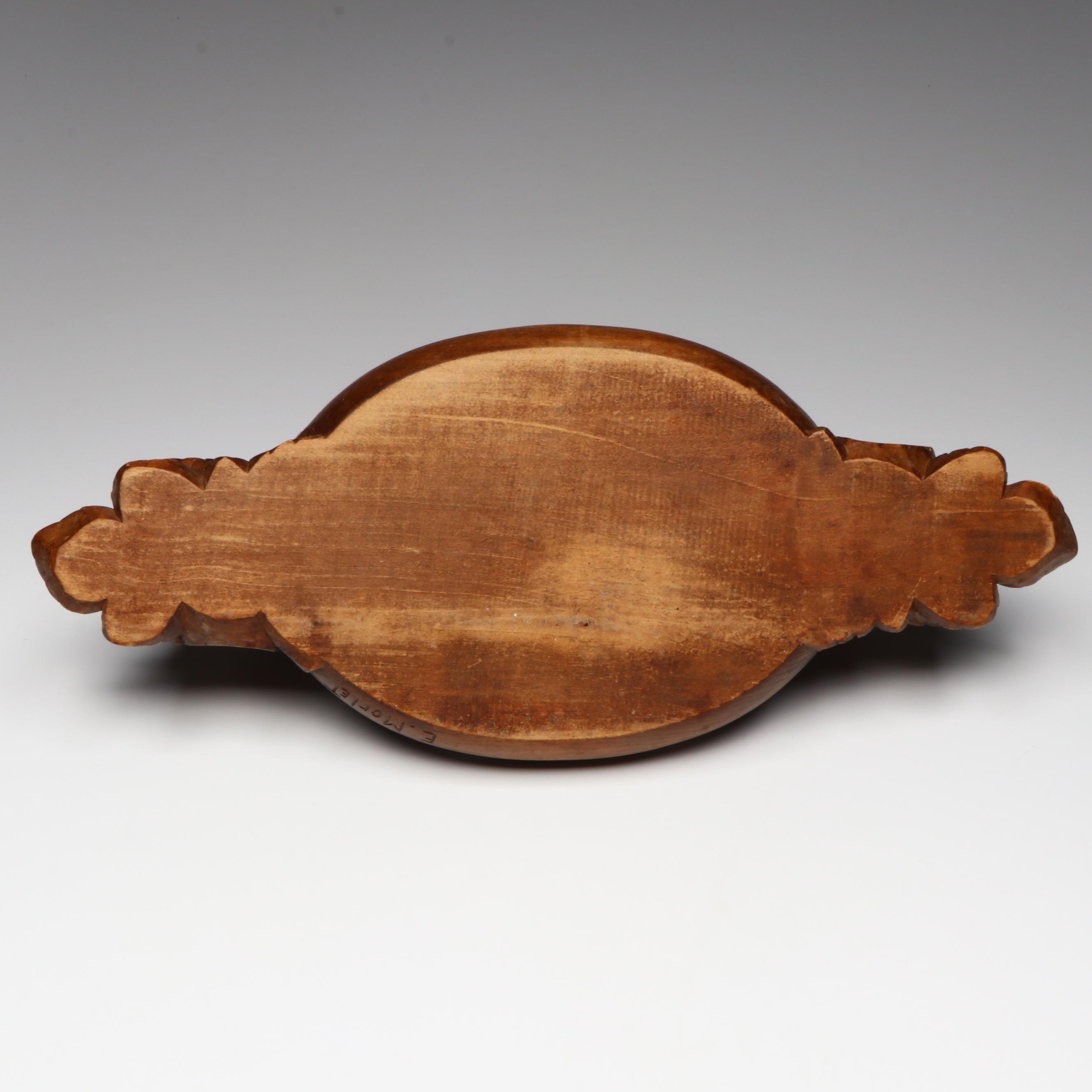 Emile Morlet French Carved Wooden Fruit Basket, Early to Mid-20th Century