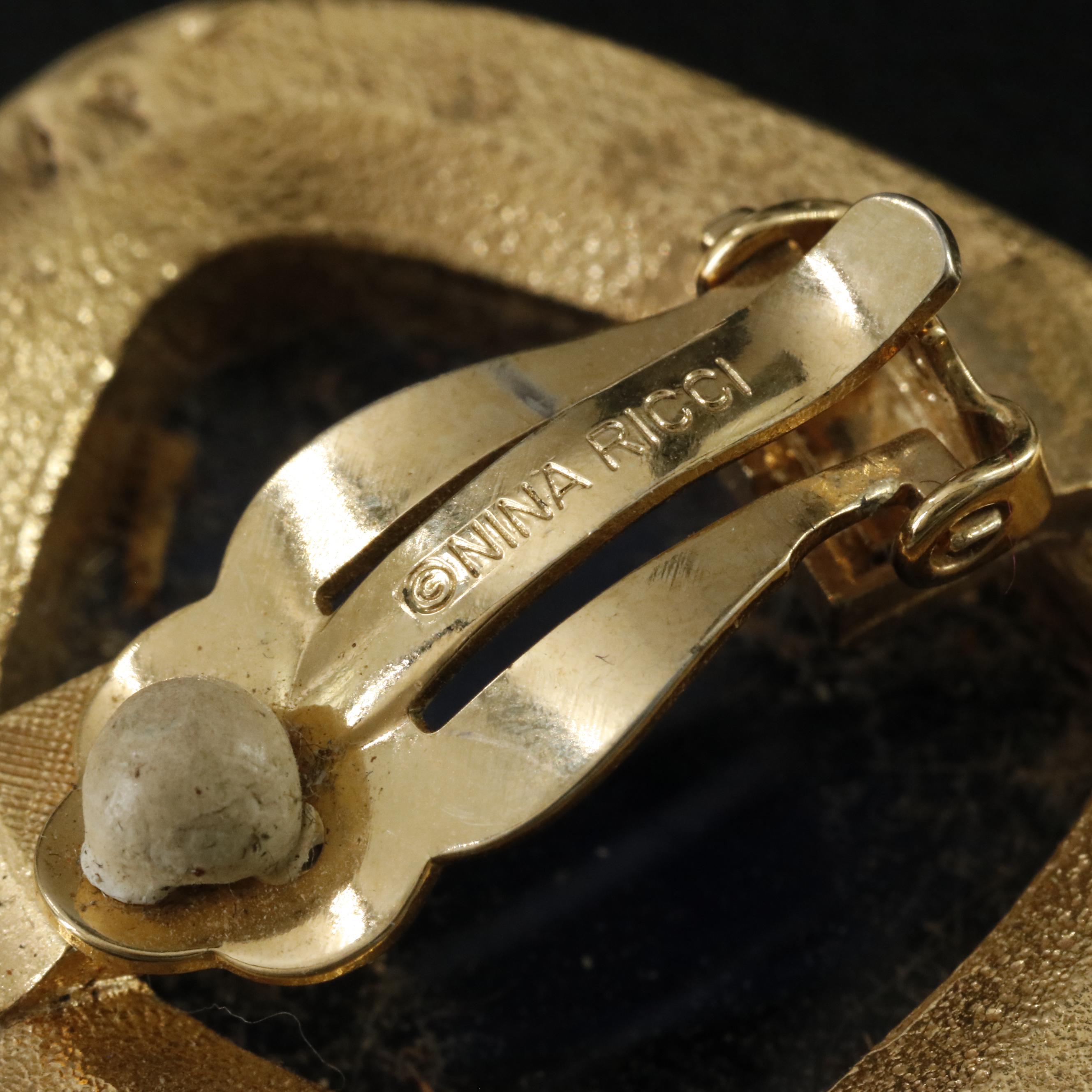 Nina Ricci Blue Glass and Crystal Clip Earrings