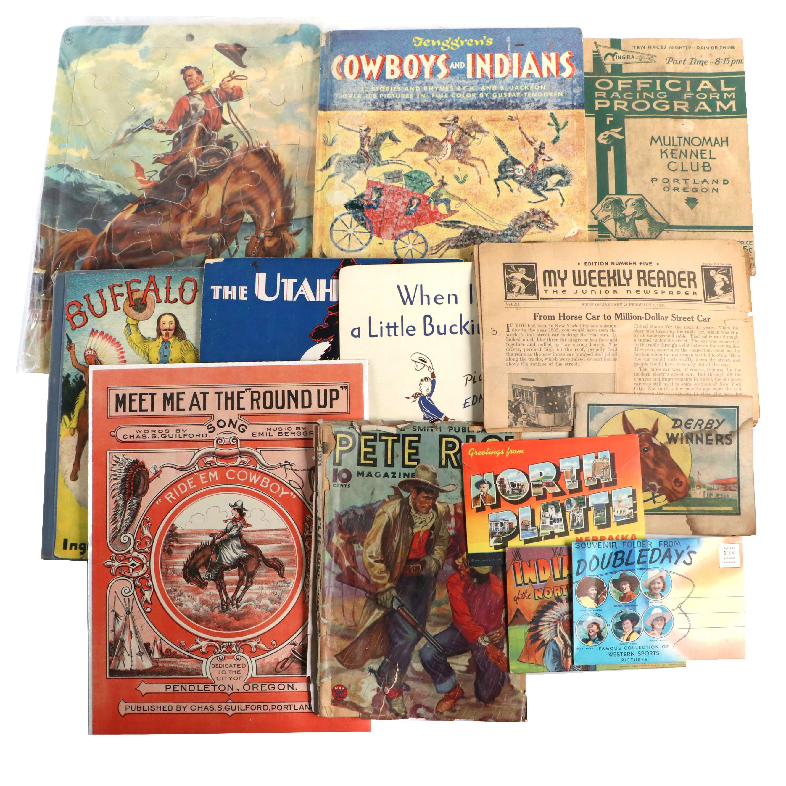 "Buffalo Bill" with Other Western Book, Sheet Music, Postcards and More