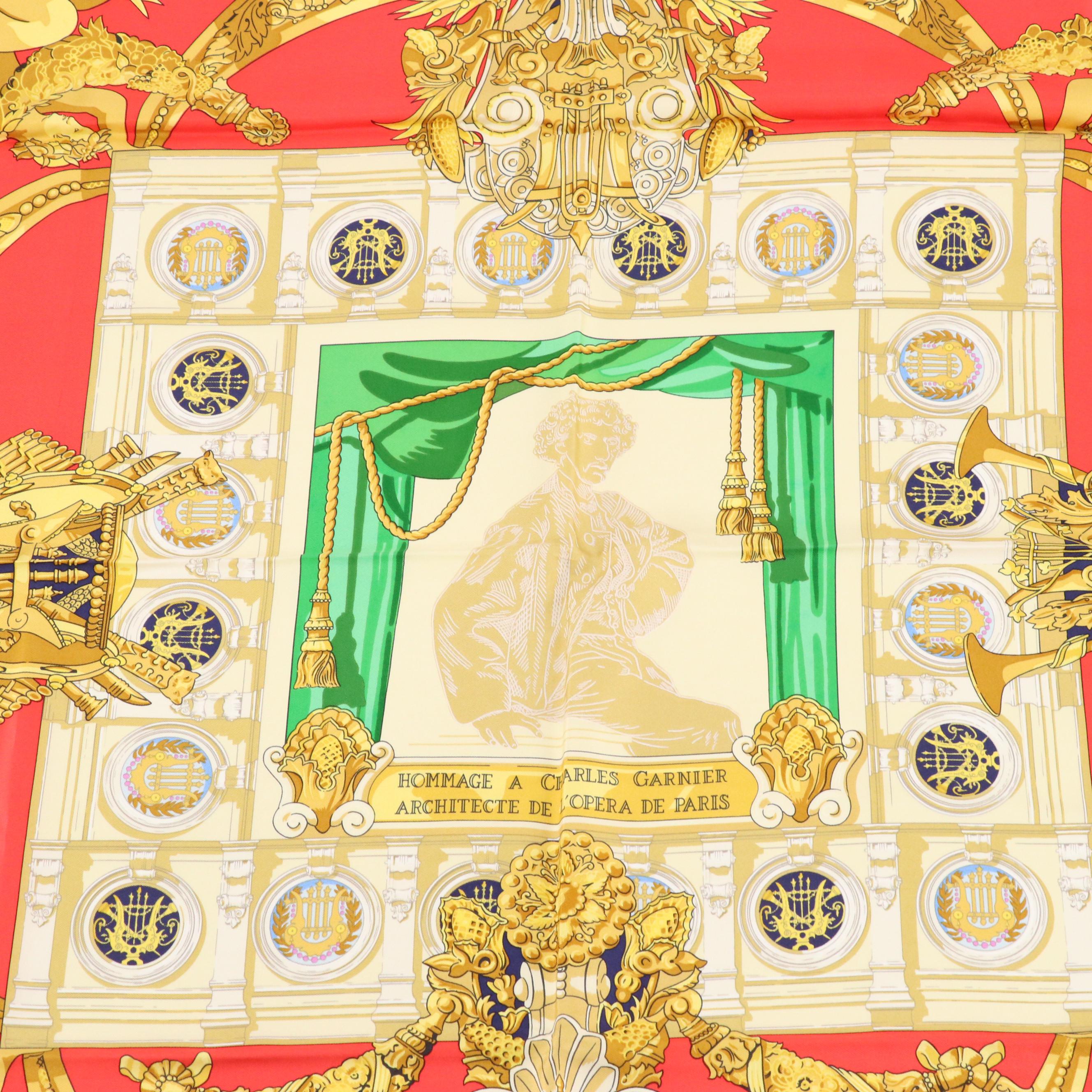 Hermès "Hommage A Charles Garnier" Scarf 90 in Silk Twill