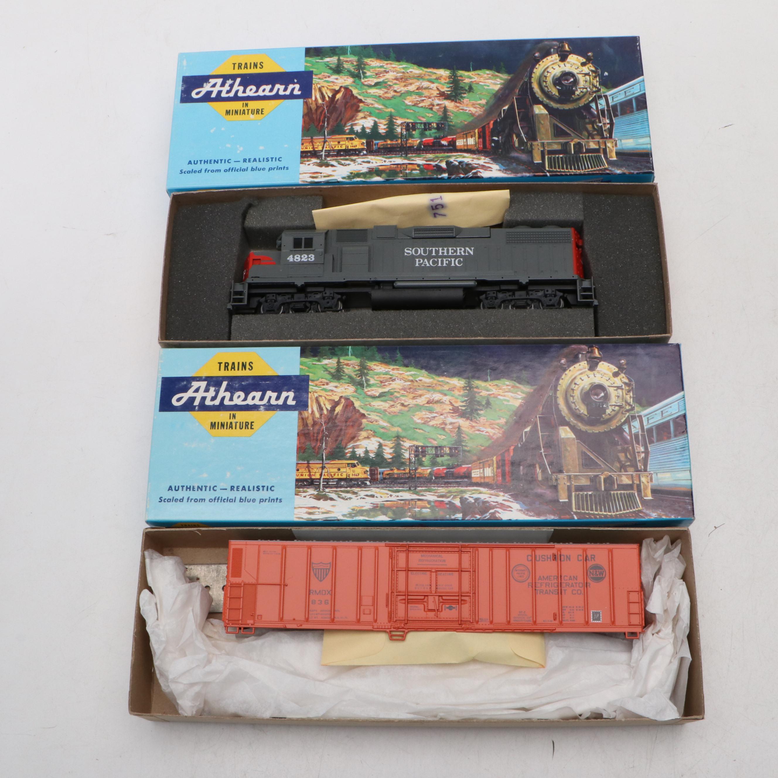 Santa Fe F7A and Southern Pacific GP-38-2 with Refrigerator Car and More Trains
