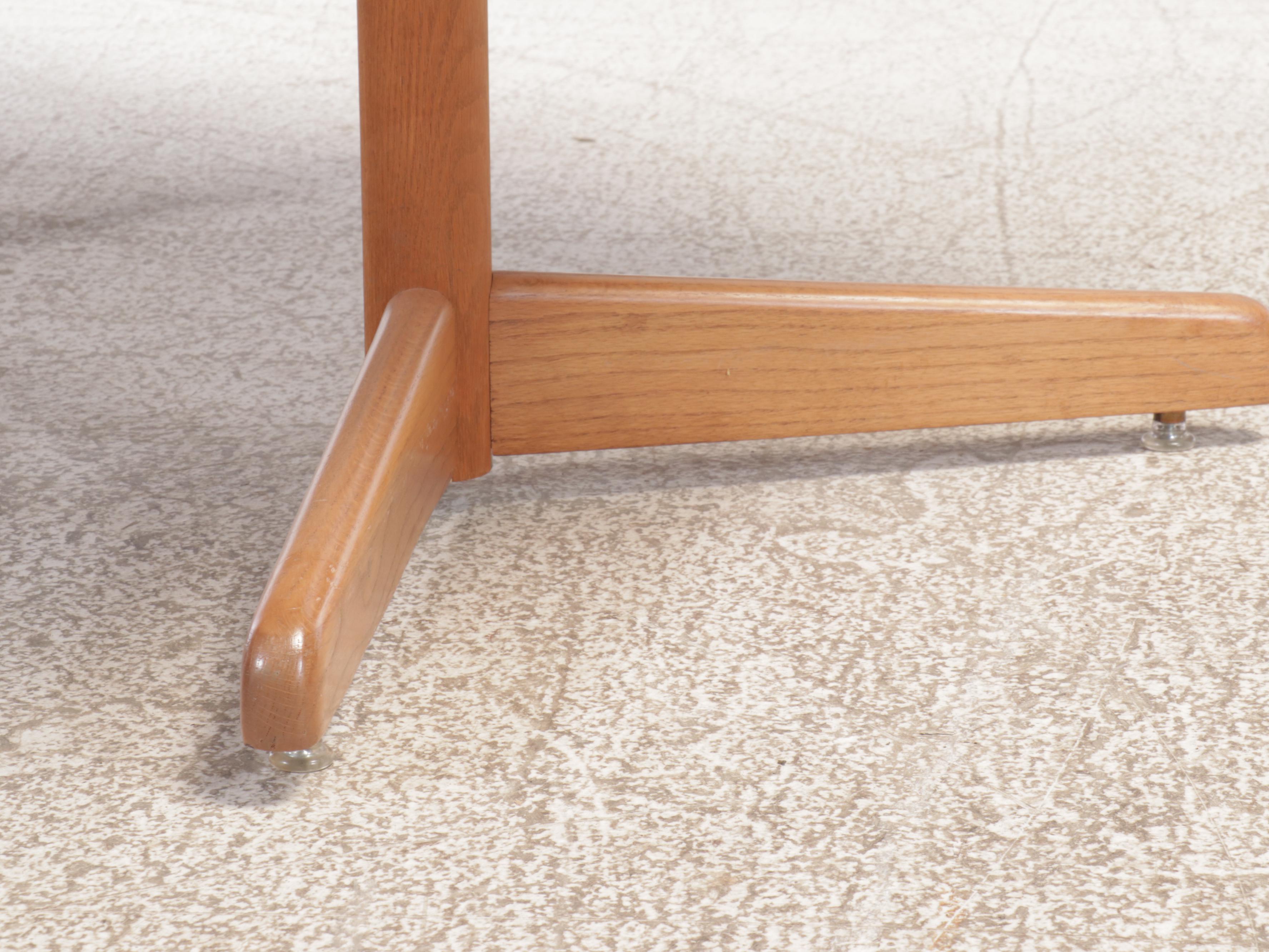 Modernist Oak Dining Table and Four Upholstered Chairs, Late 20th Century