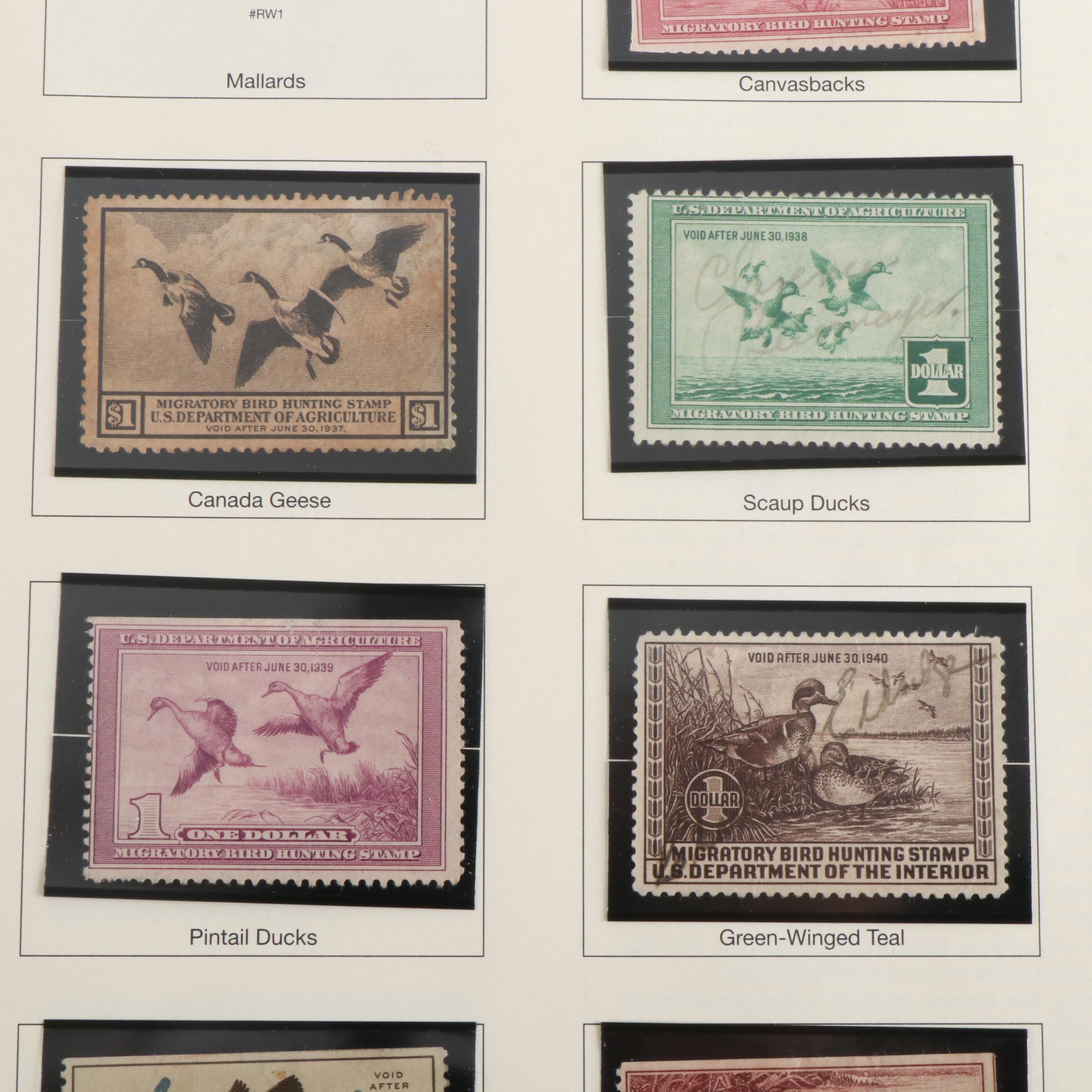 Four Albums of Themed Postage Stamps, Birds, Fish, and More