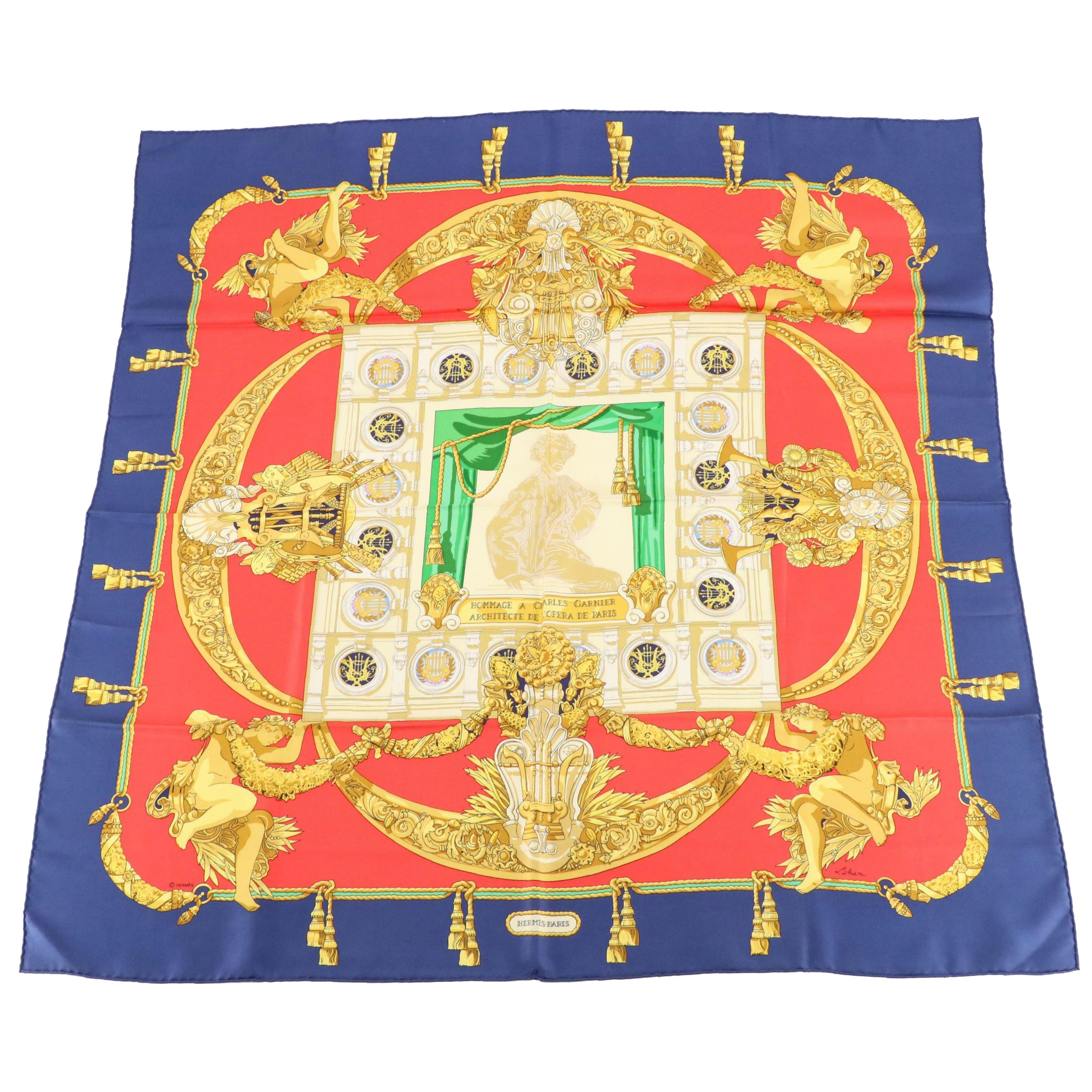 Hermès "Hommage A Charles Garnier" Scarf 90 in Silk Twill