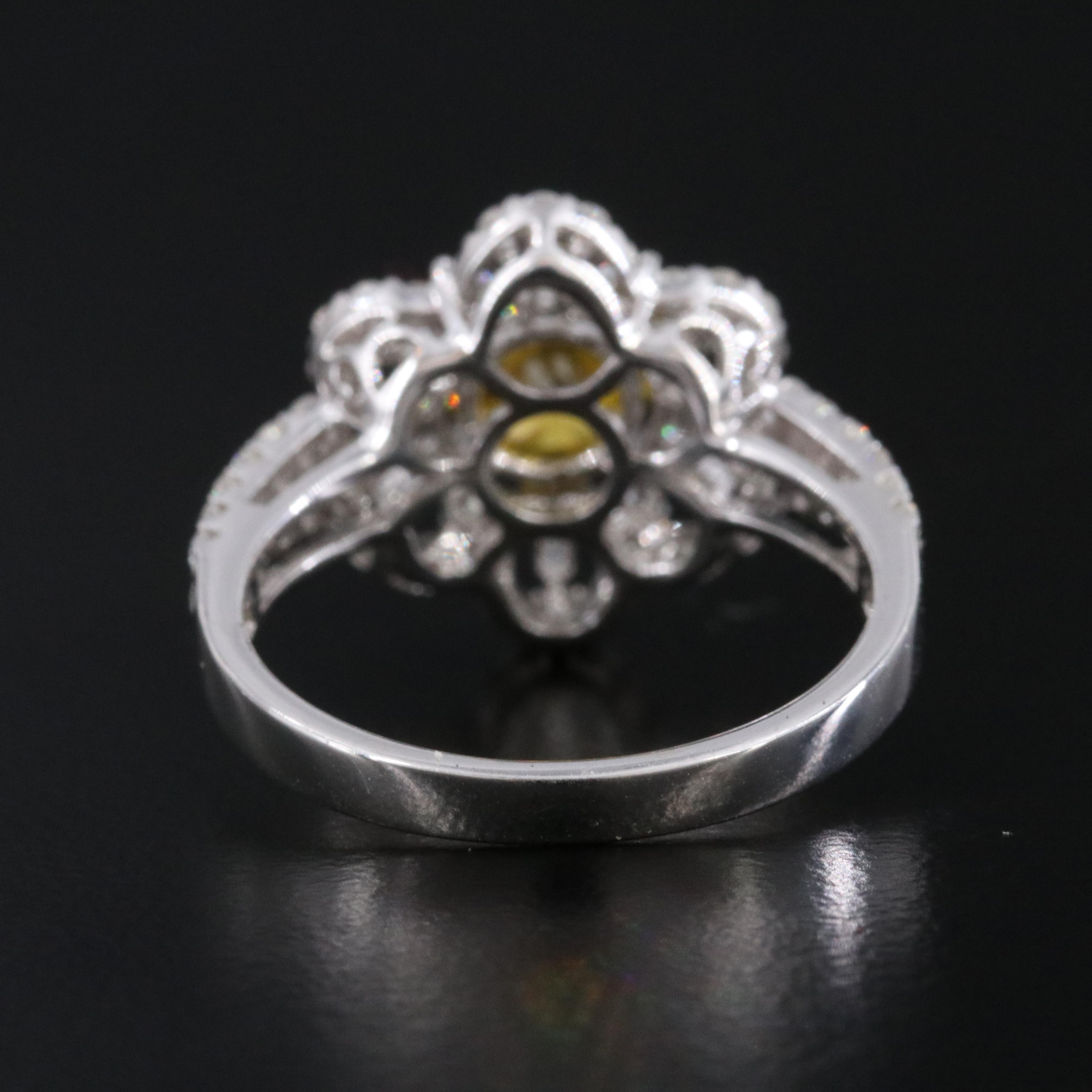 18K Diamond Ring with Fancy Yellow Center with GIA Report