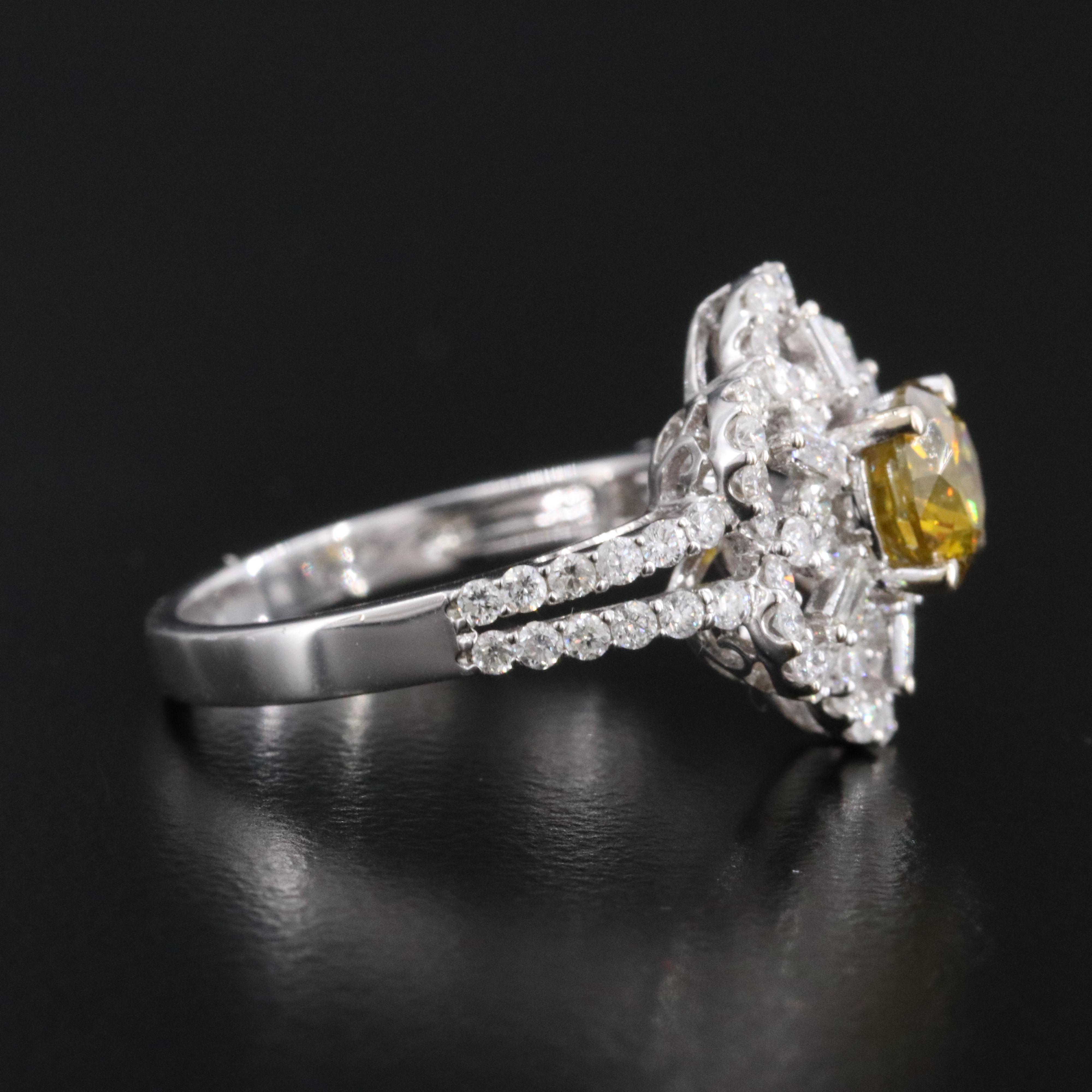 18K Diamond Ring with Fancy Yellow Center with GIA Report