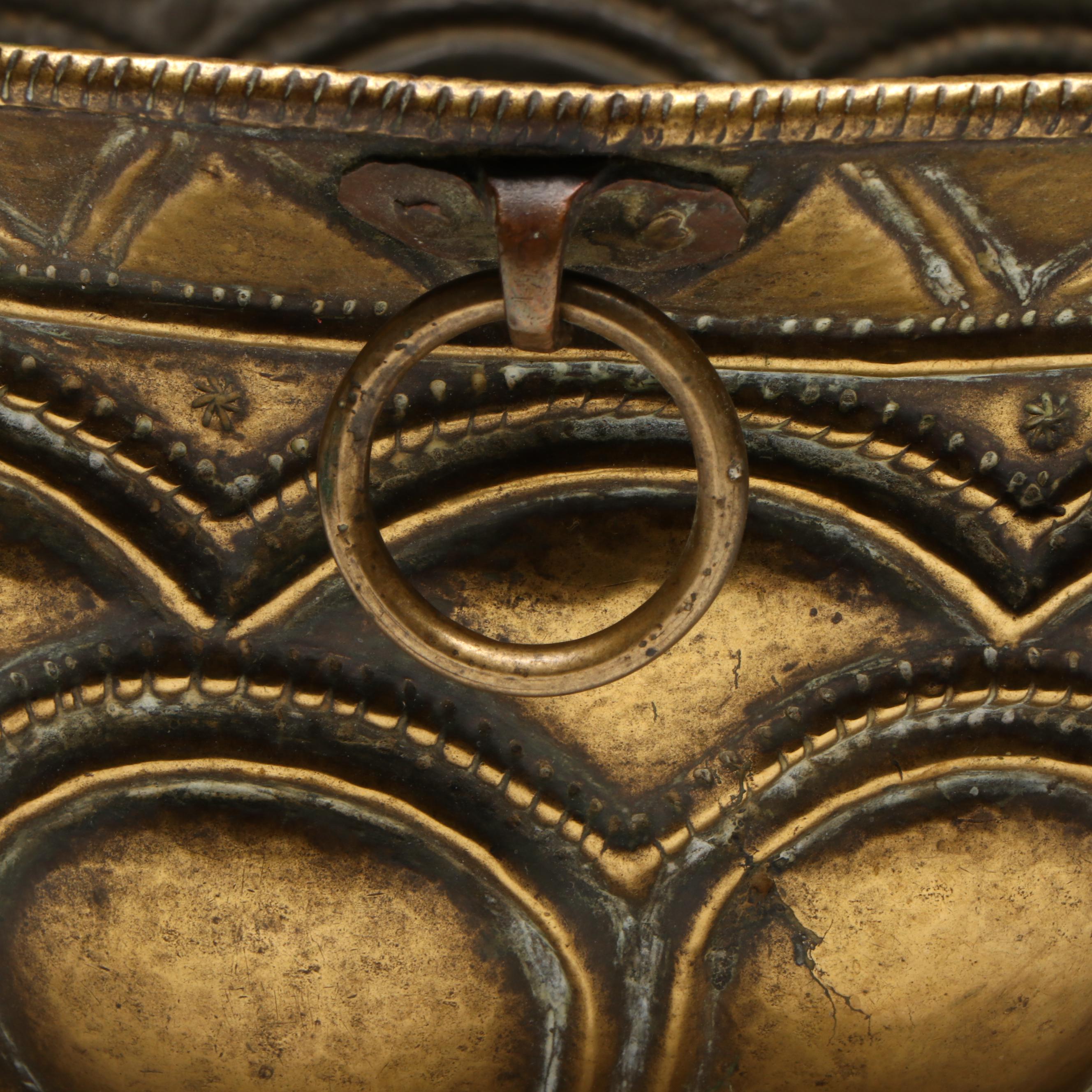 Continental European Brass Pot with Ring Handle, 19th Century