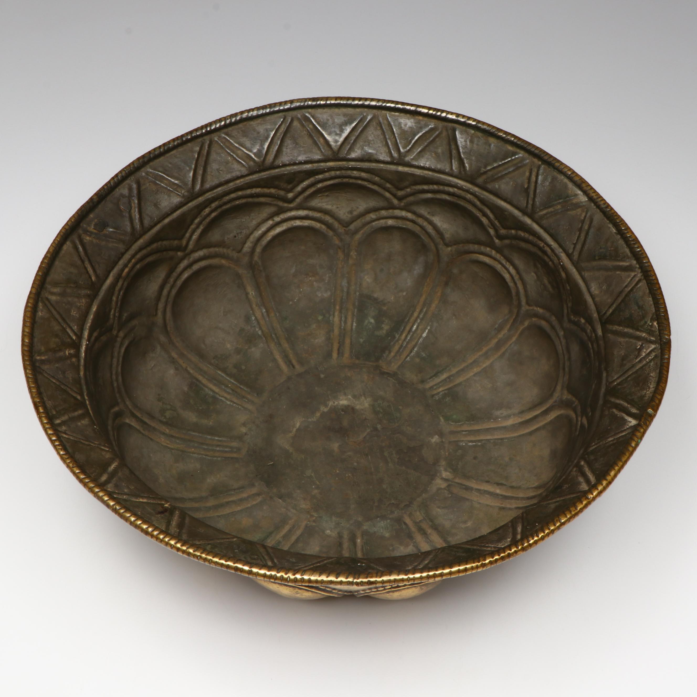 Continental European Brass Pot with Ring Handle, 19th Century