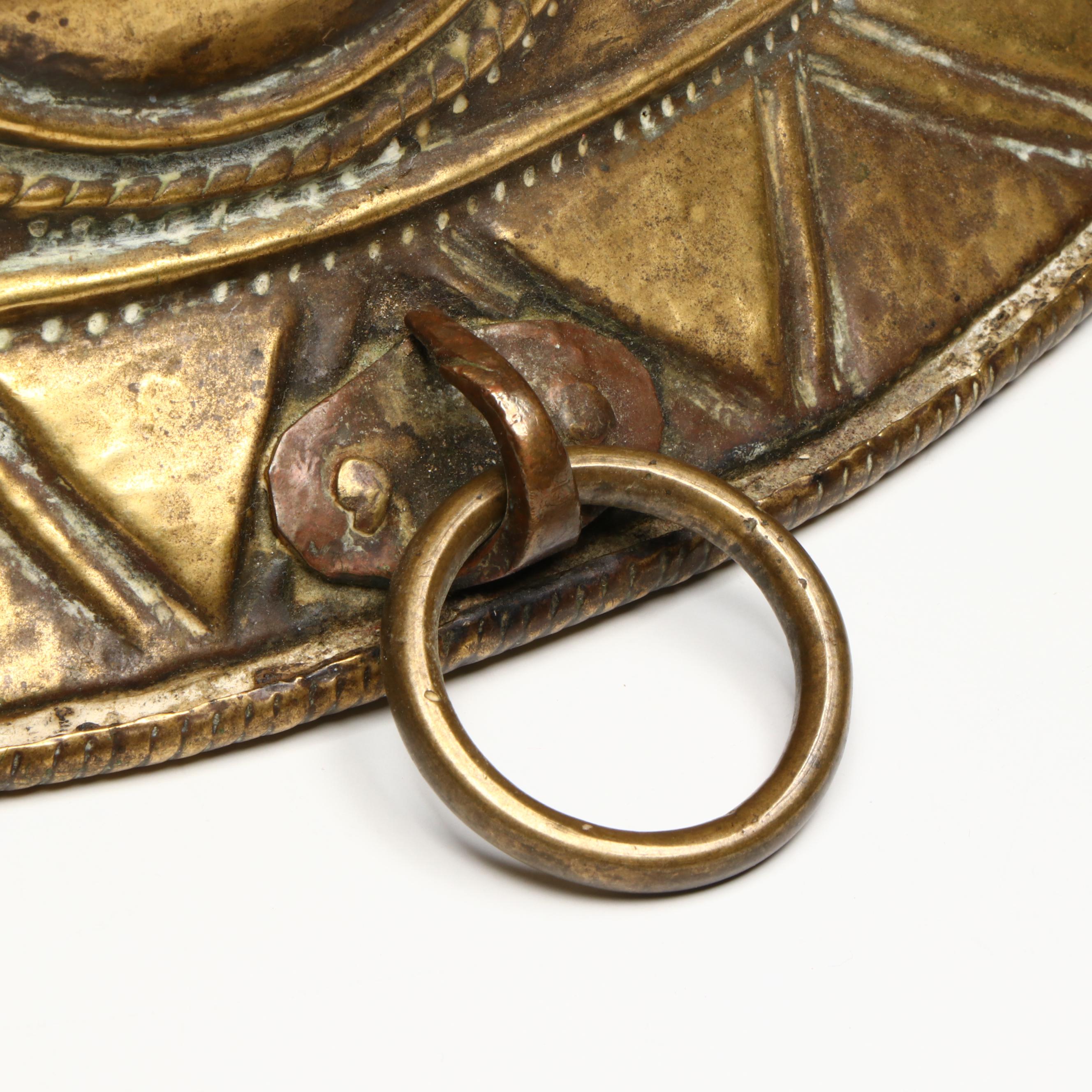Continental European Brass Pot with Ring Handle, 19th Century