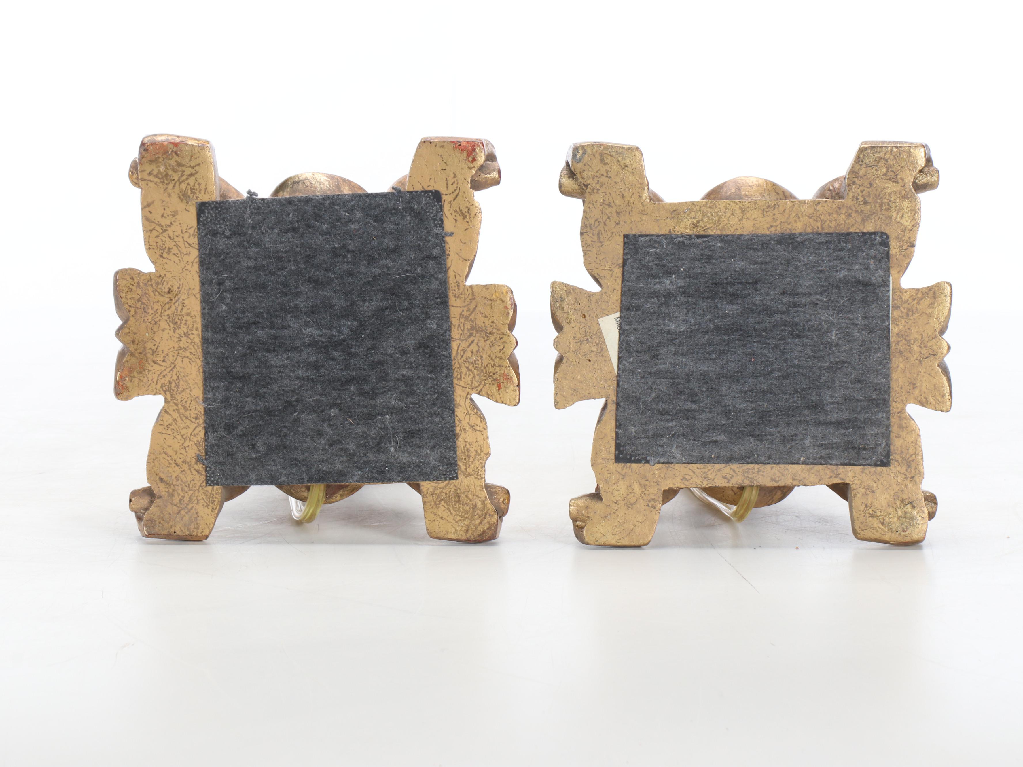 French Empire Style Metal on Gold Finish Wood Base Table Lamps