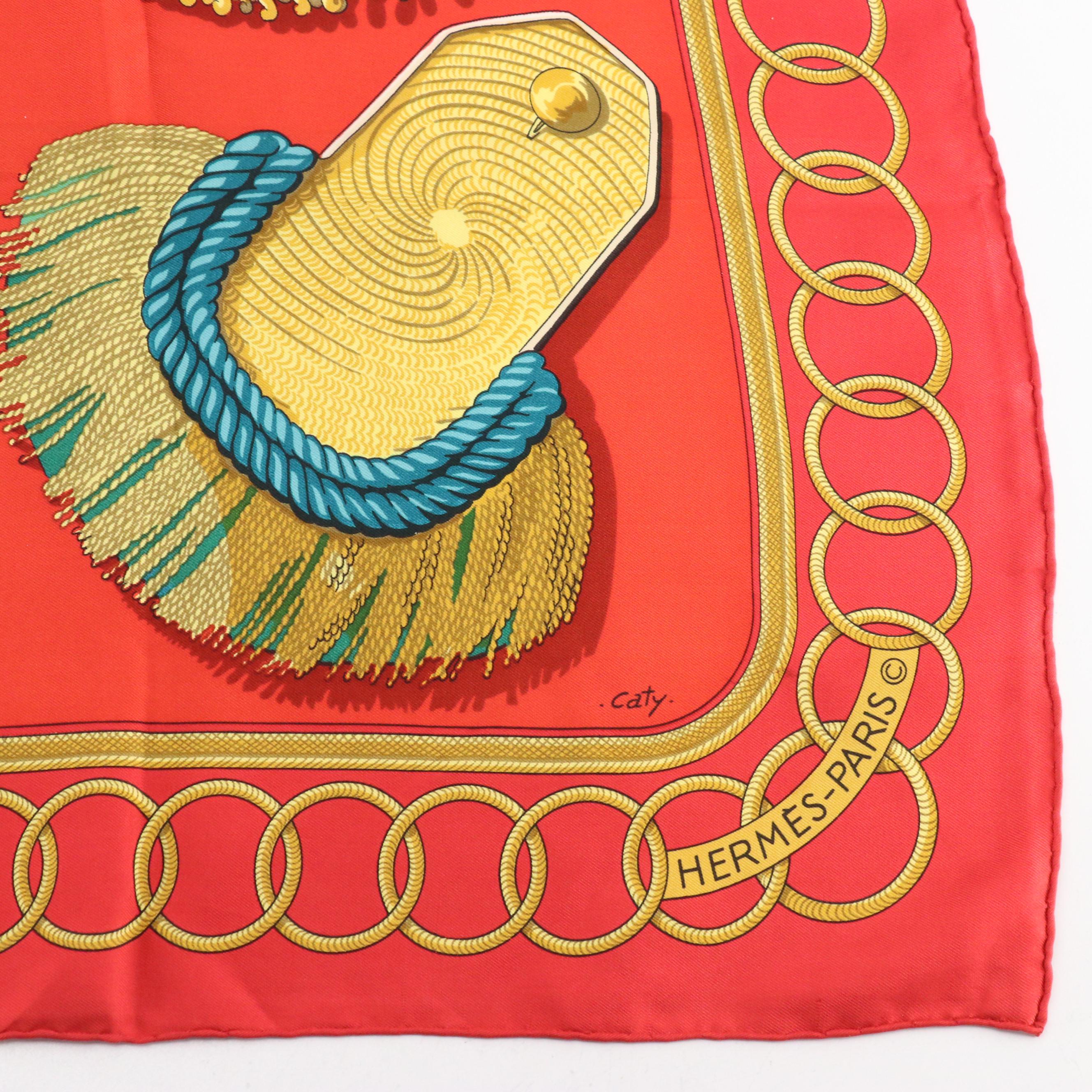 Hermès Early Issue "Epaulettes" Silk Twill Scarf 90