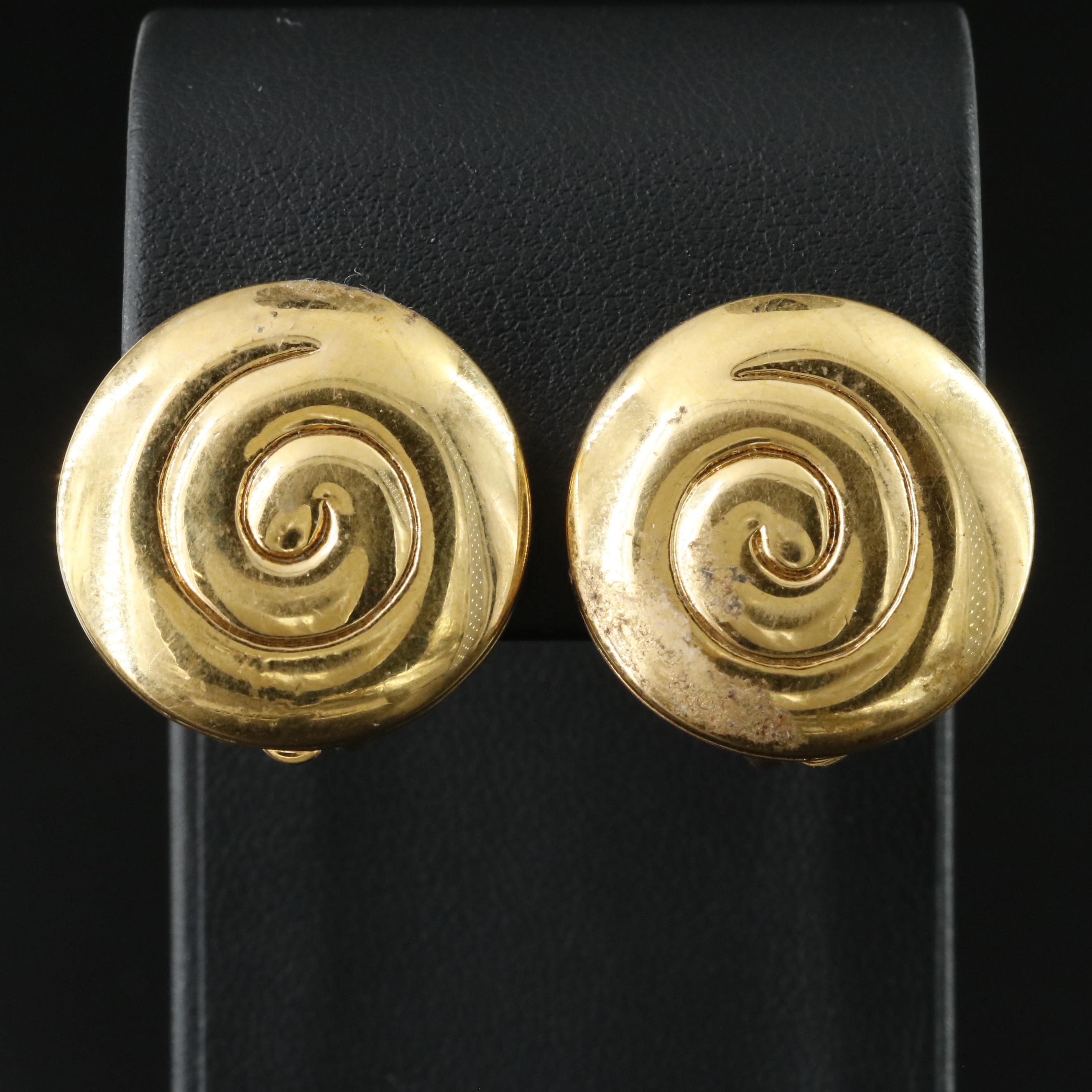 Nina Ricci Round Swirl Clip Earrings