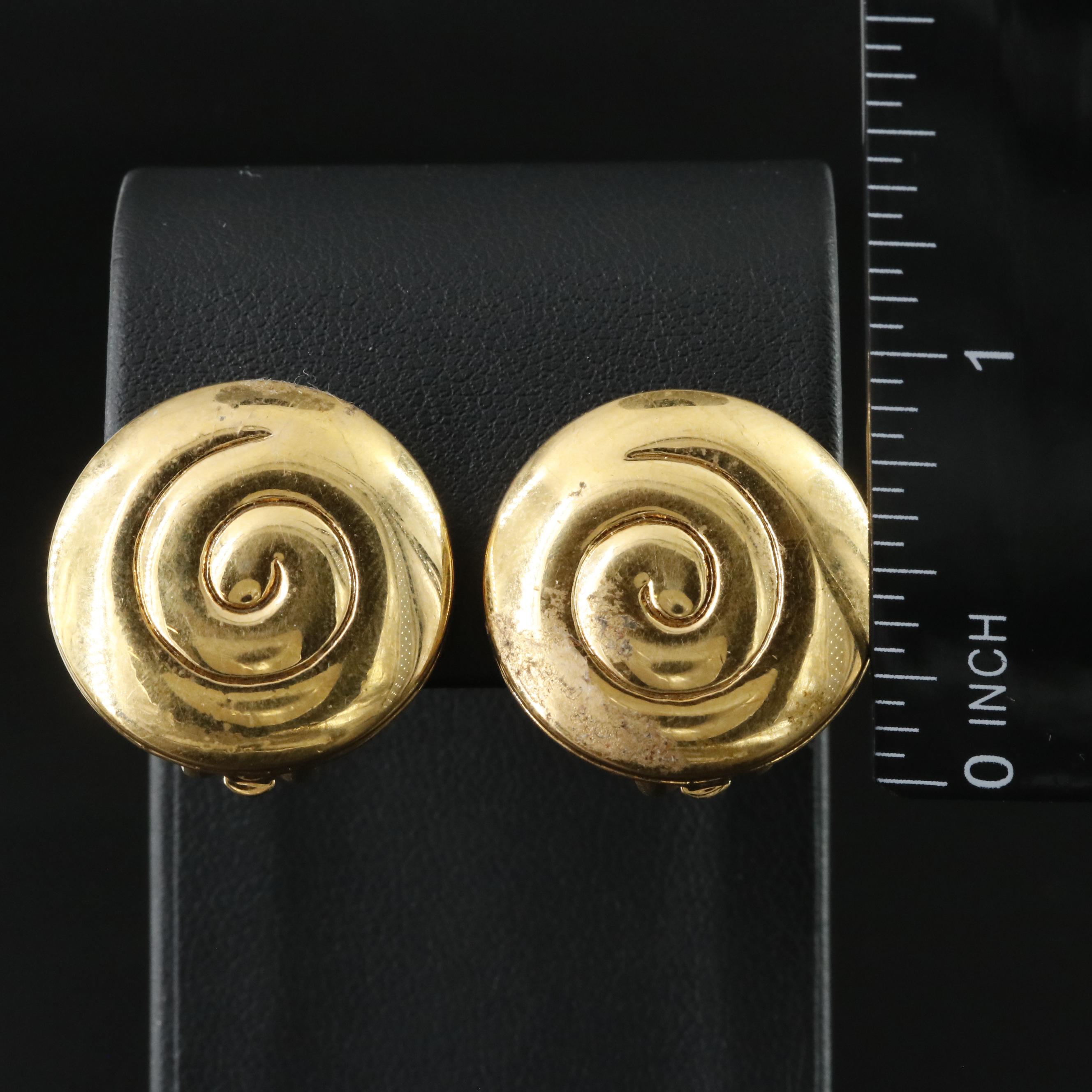 Nina Ricci Round Swirl Clip Earrings