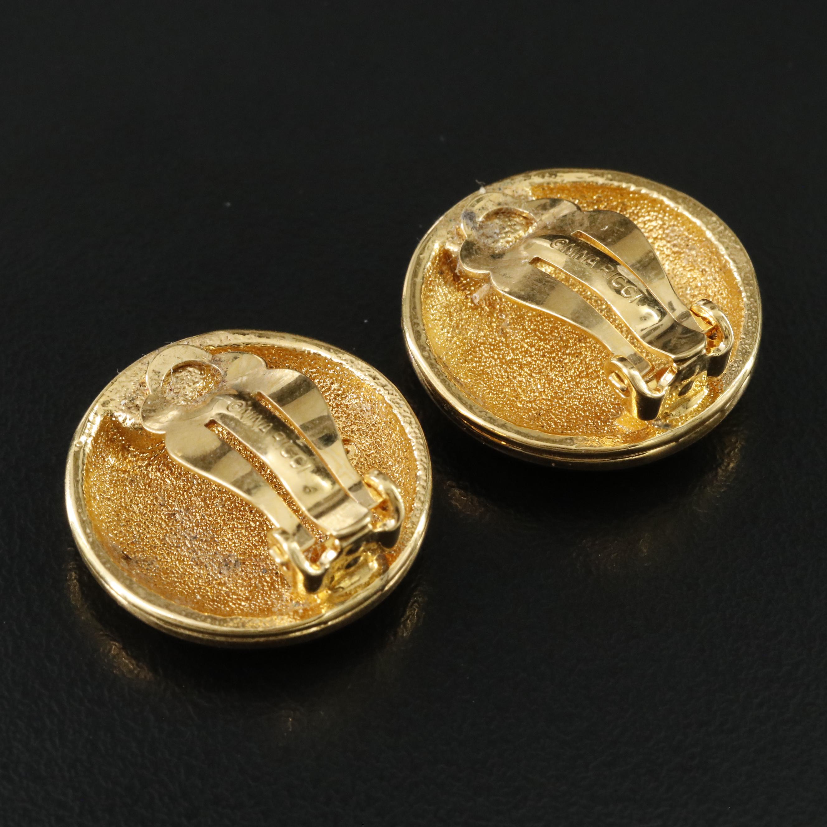 Nina Ricci Round Swirl Clip Earrings