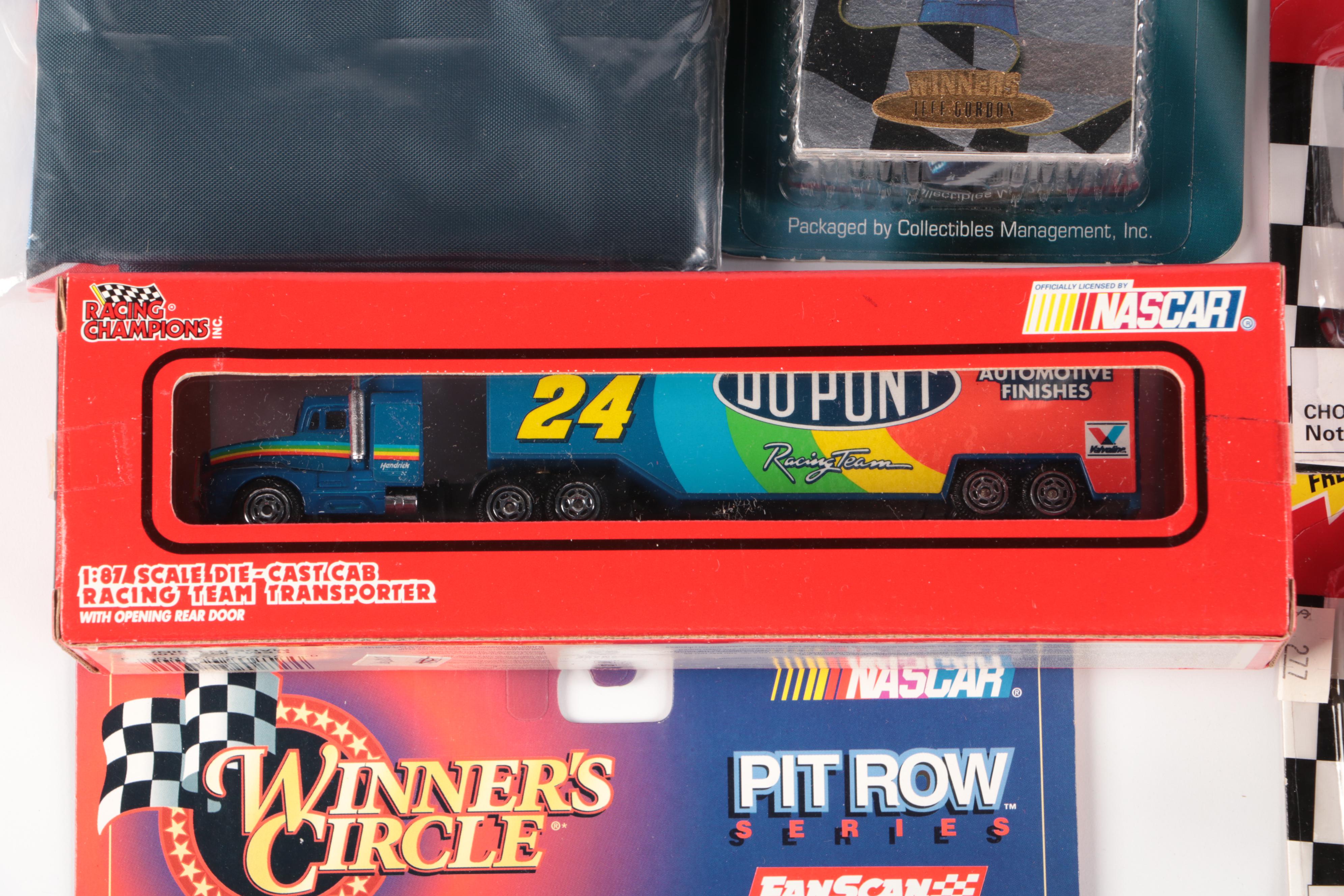 NASCAR Racing Champions Team Transporters with Stock Cars and Collectors Cards
