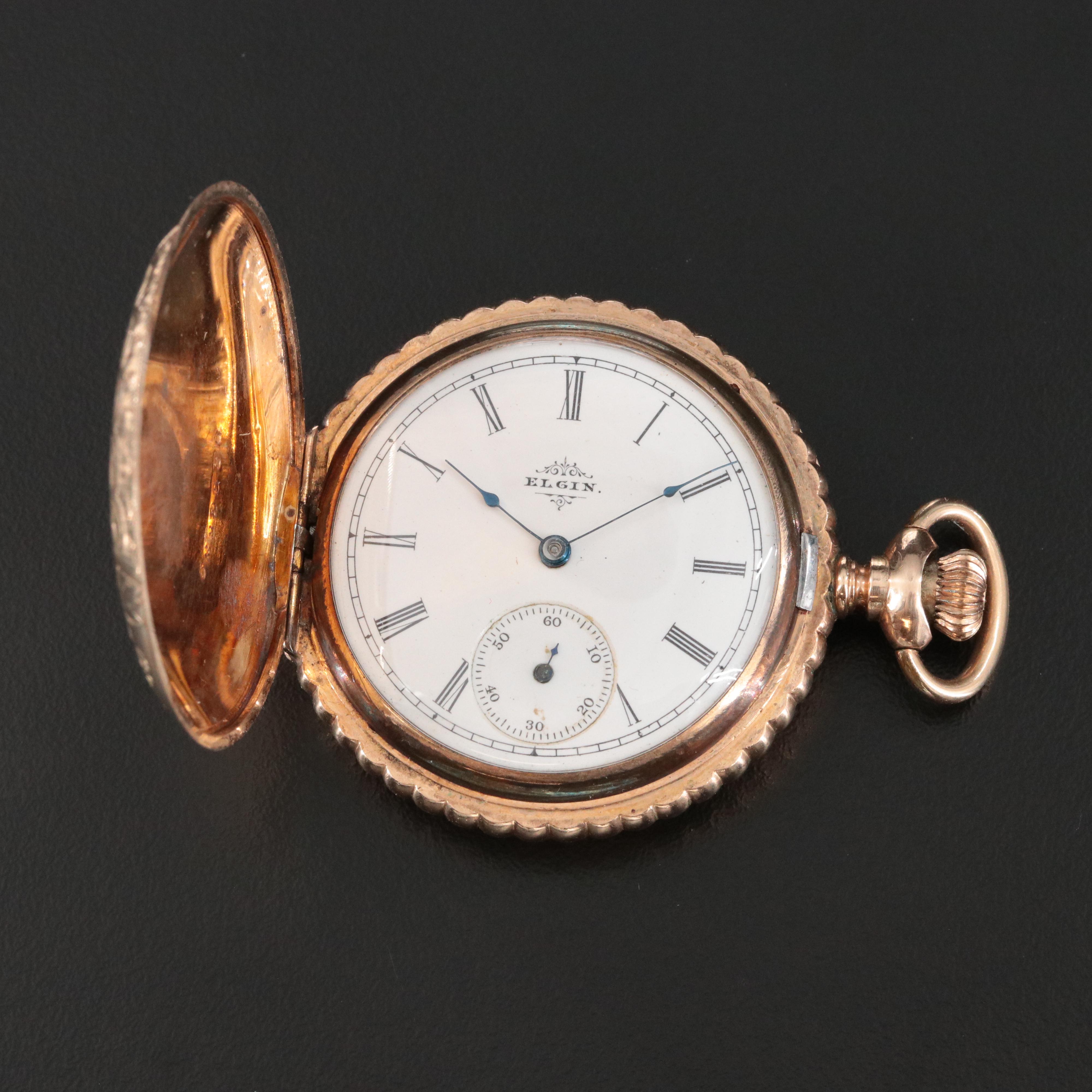 Antique Elgin Gold-Filled Hunting Case Pocket Watch