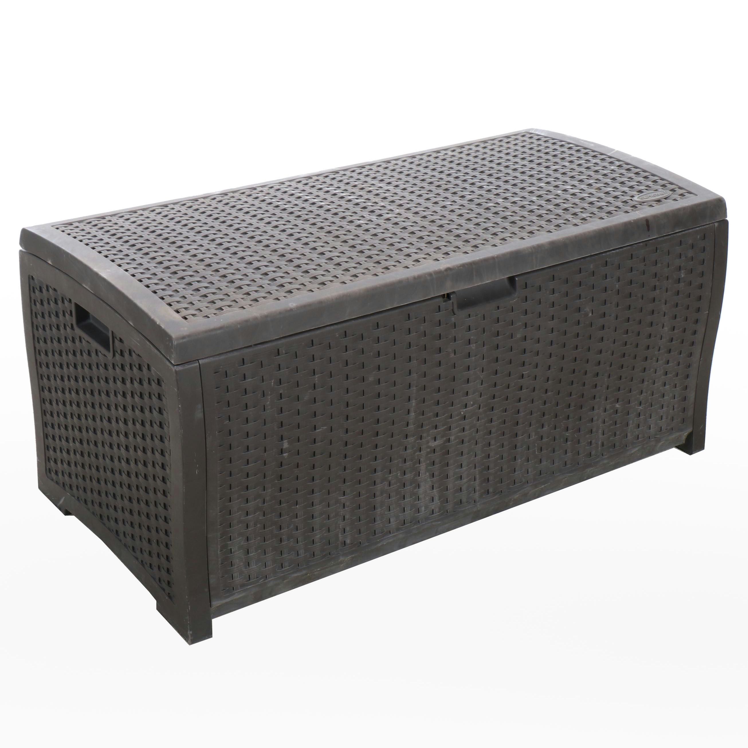 Suncast Contemporary Resin Wicker Patio Storage Chest