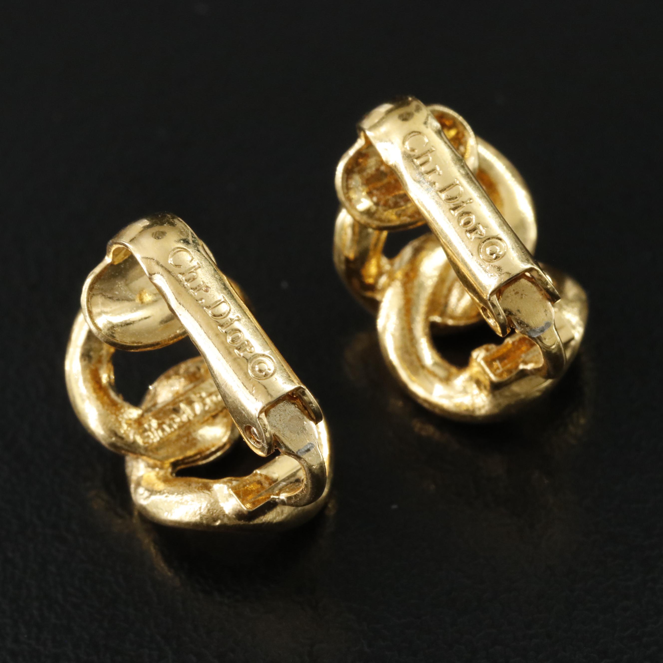 Christian Dior Twist Link Clip Earrings