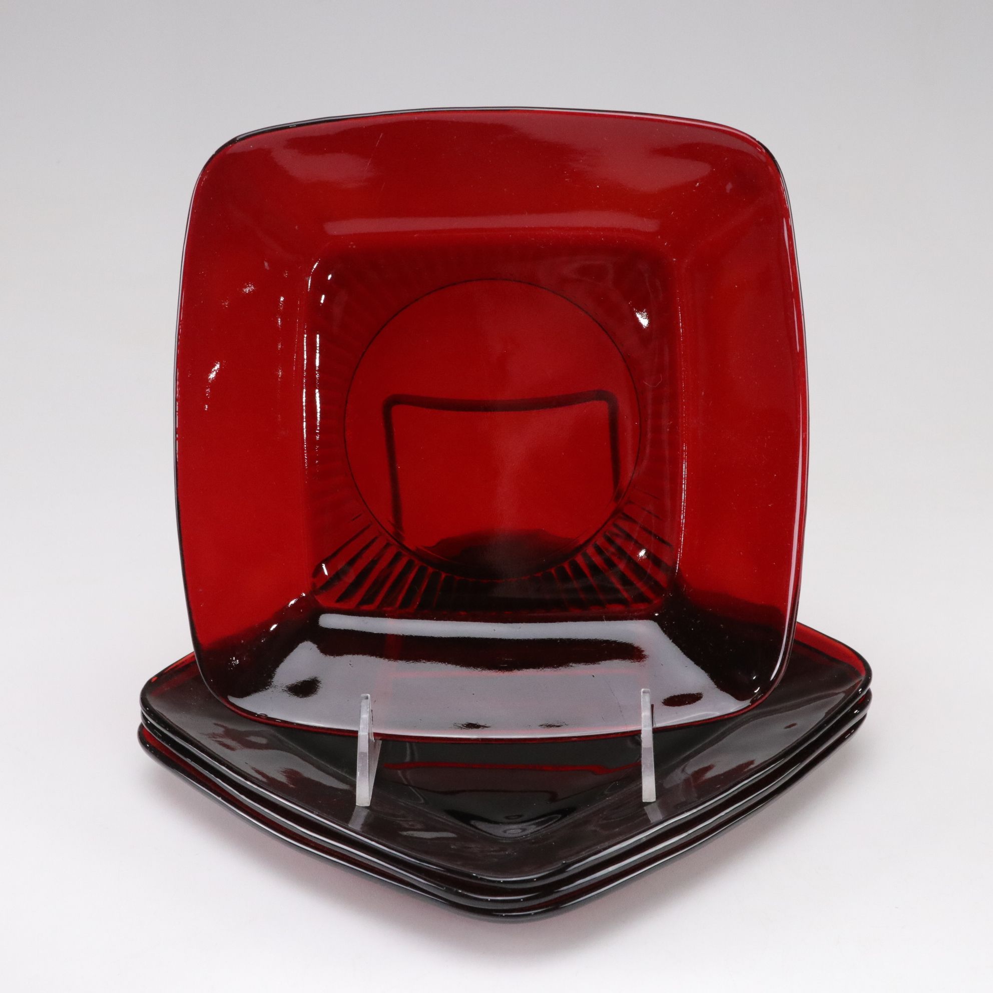 Anchor Hocking "Charm Ruby" Dinnerware Setting for Four