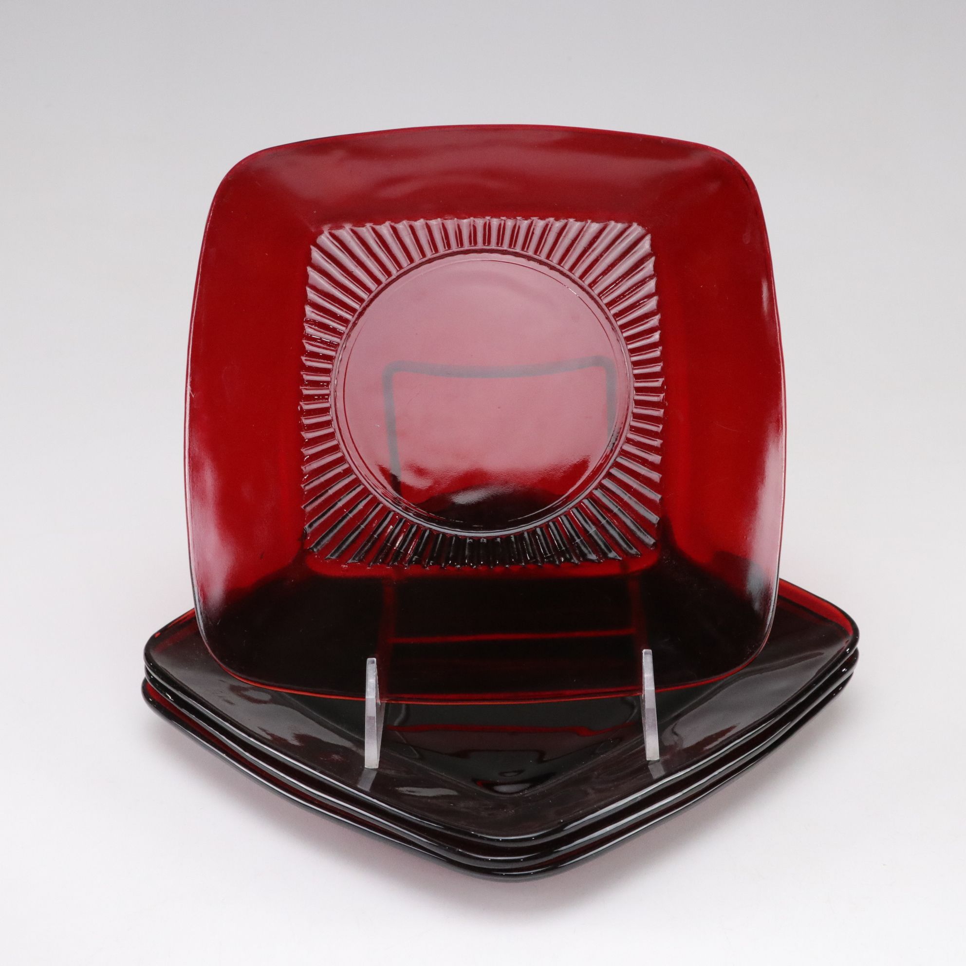 Anchor Hocking "Charm Ruby" Dinnerware Setting for Four