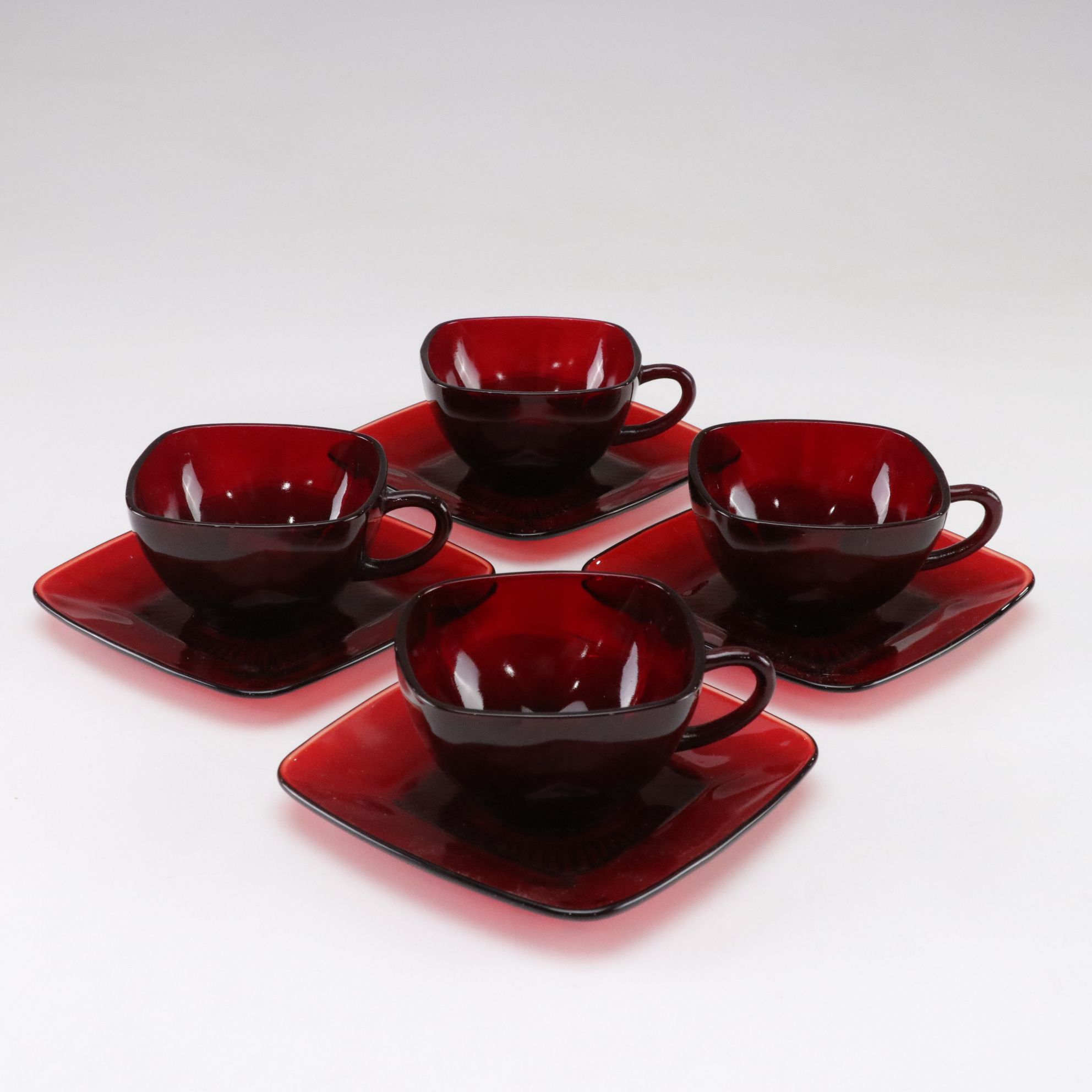 Anchor Hocking "Charm Ruby" Dinnerware Setting for Four
