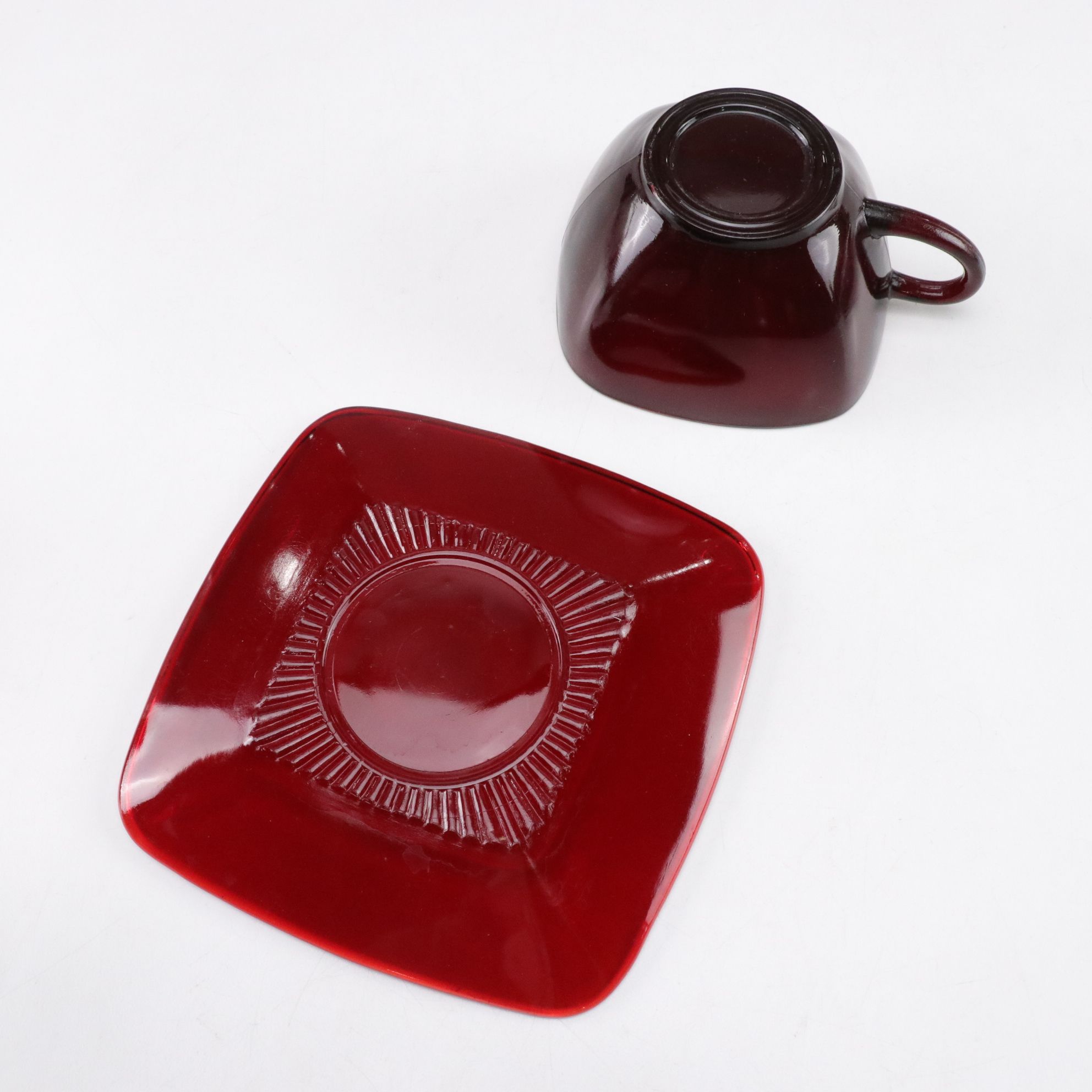 Anchor Hocking "Charm Ruby" Dinnerware Setting for Four