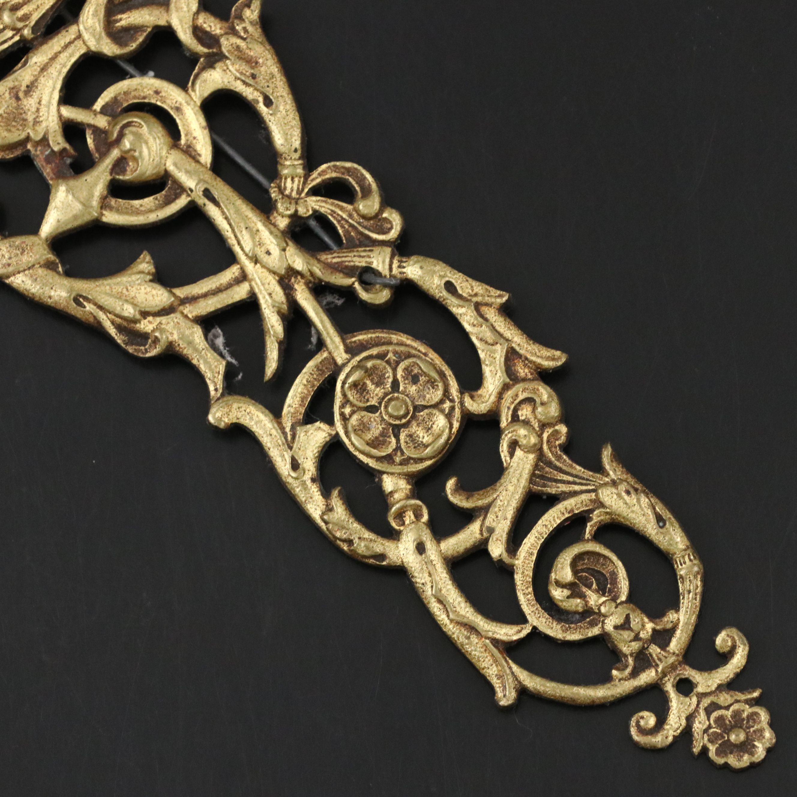 French Louis XIV Style Brass Armorial Embellishment, 19th Century