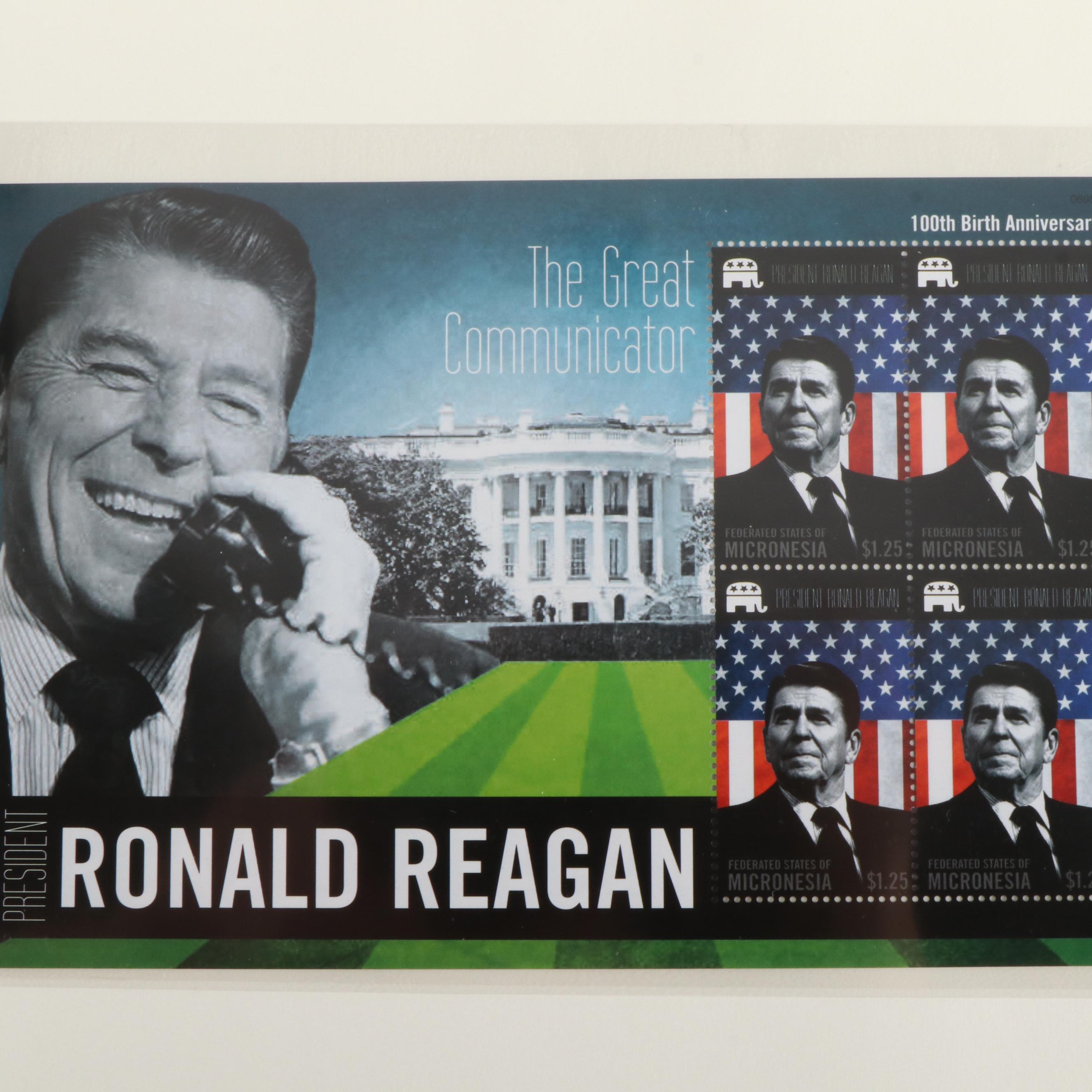 Five Albums of Themed Postage Stamps, Including Civil War, Norman Rockwell