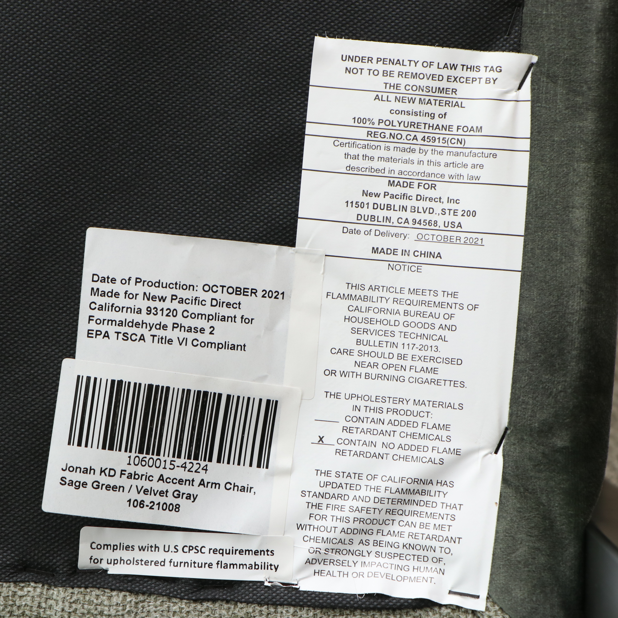 New Pacific Direct "Jonah" Upholstered Accent Armchair