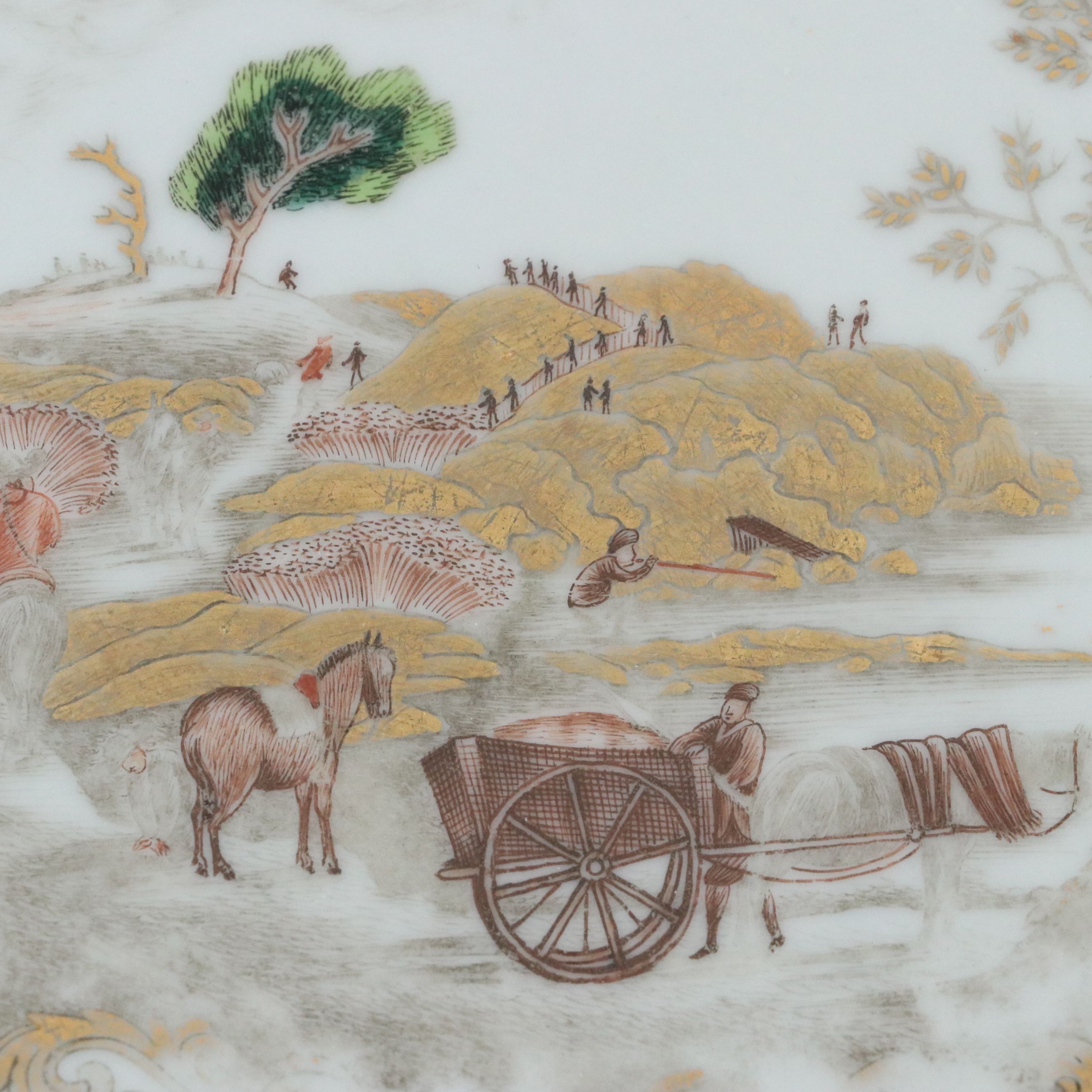 Chinese Export Hand-Painted Pastoral Scene Porcelain Bowl, 18th C.