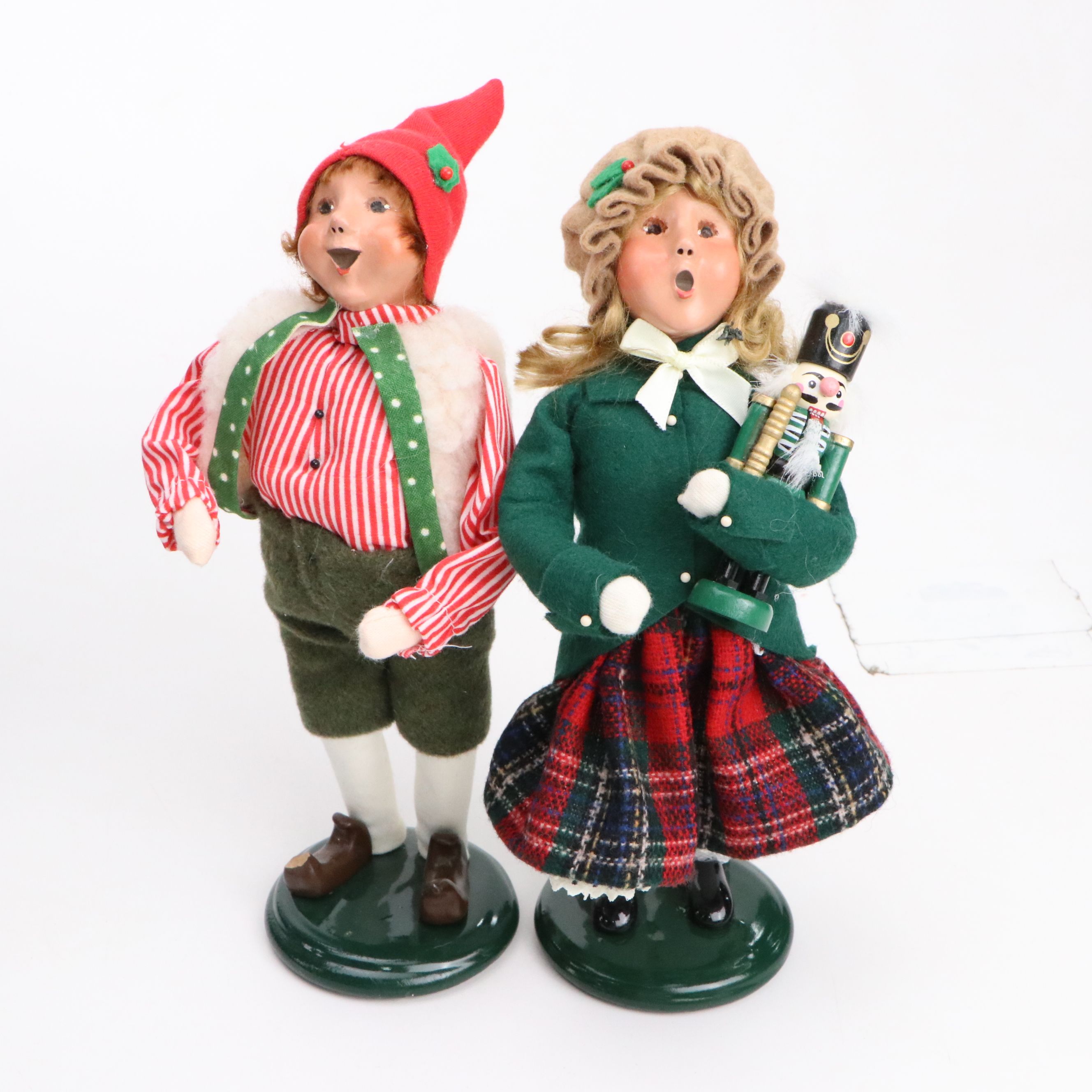 Byers' Choice "Girl with Nutcracker" with Other Carolers and Staircase Stand