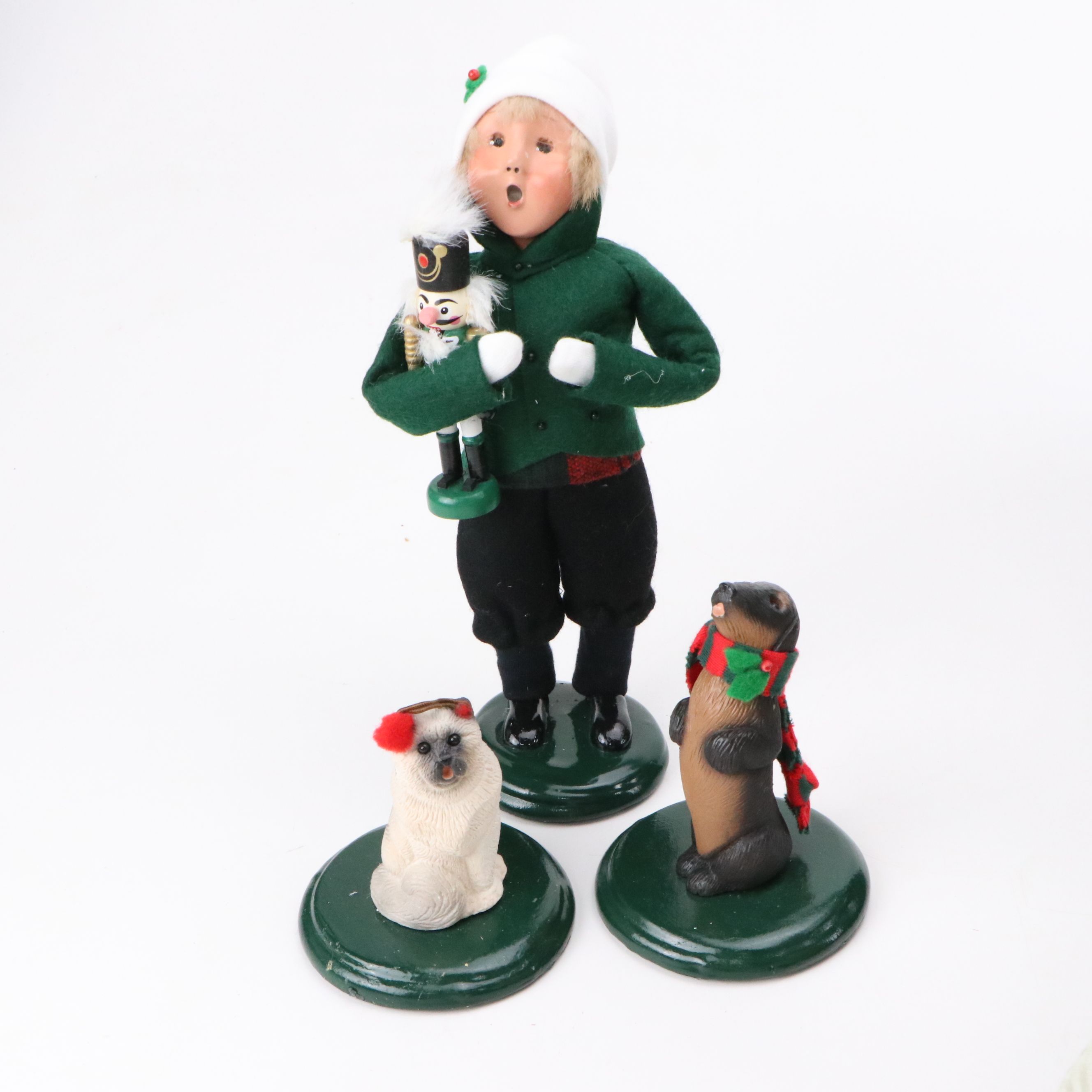 Byers' Choice "Girl with Nutcracker" with Other Carolers and Staircase Stand