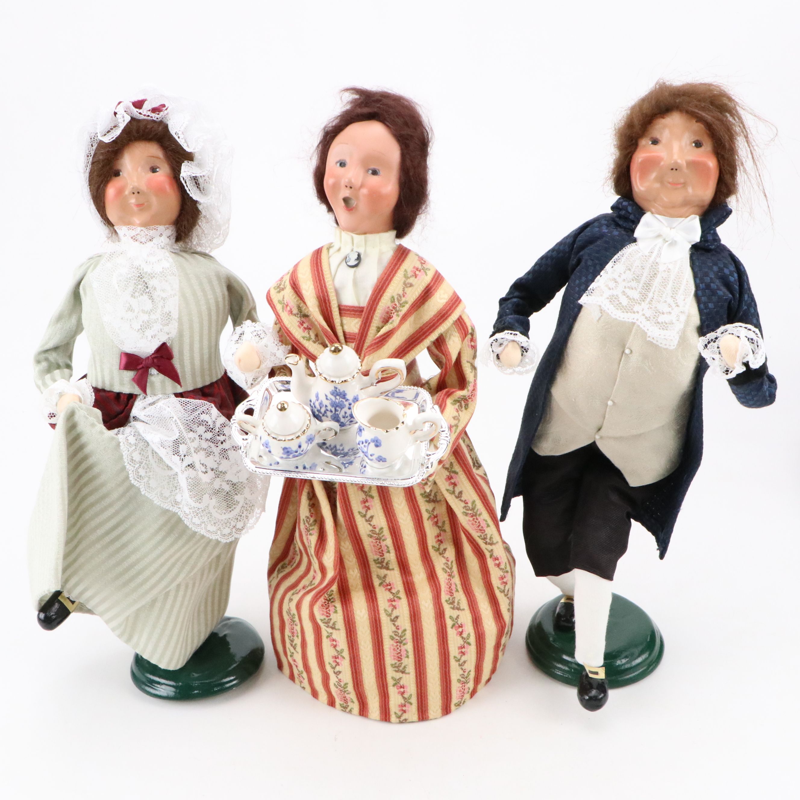 Byers' Choice "Girl with Nutcracker" with Other Carolers and Staircase Stand